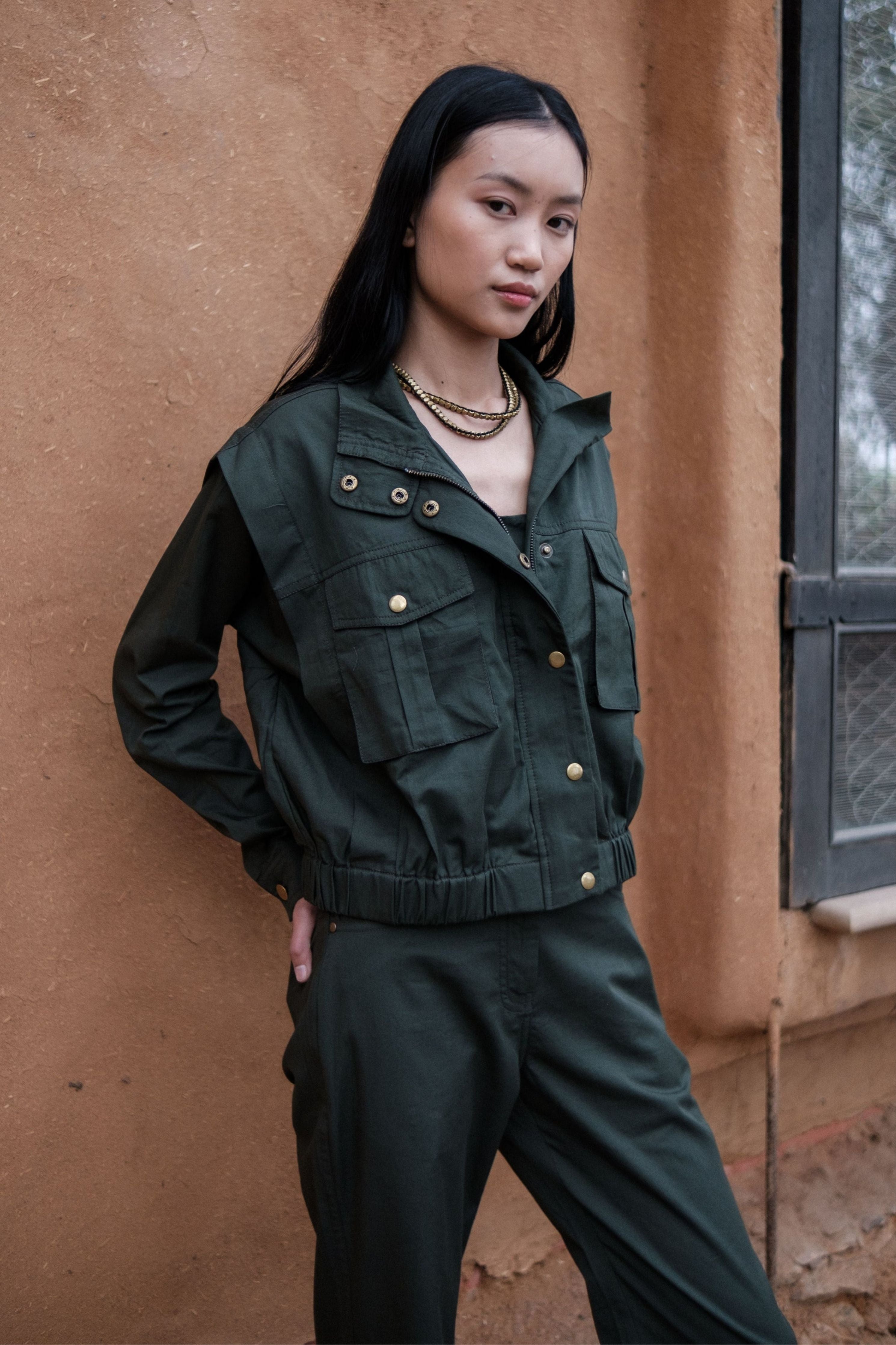 Deep Green Sheldon cropped jacket