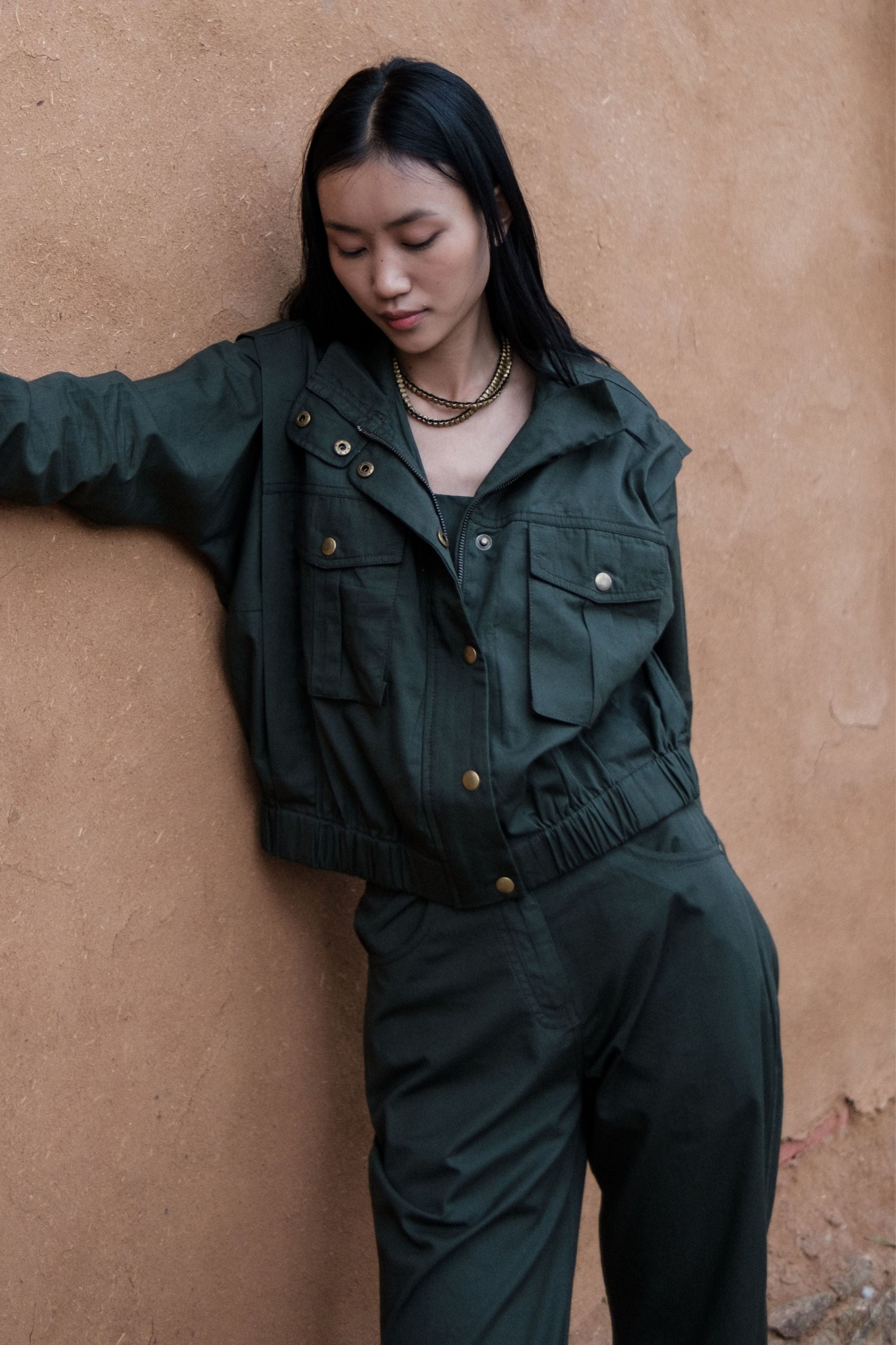 Deep Green Sheldon cropped jacket