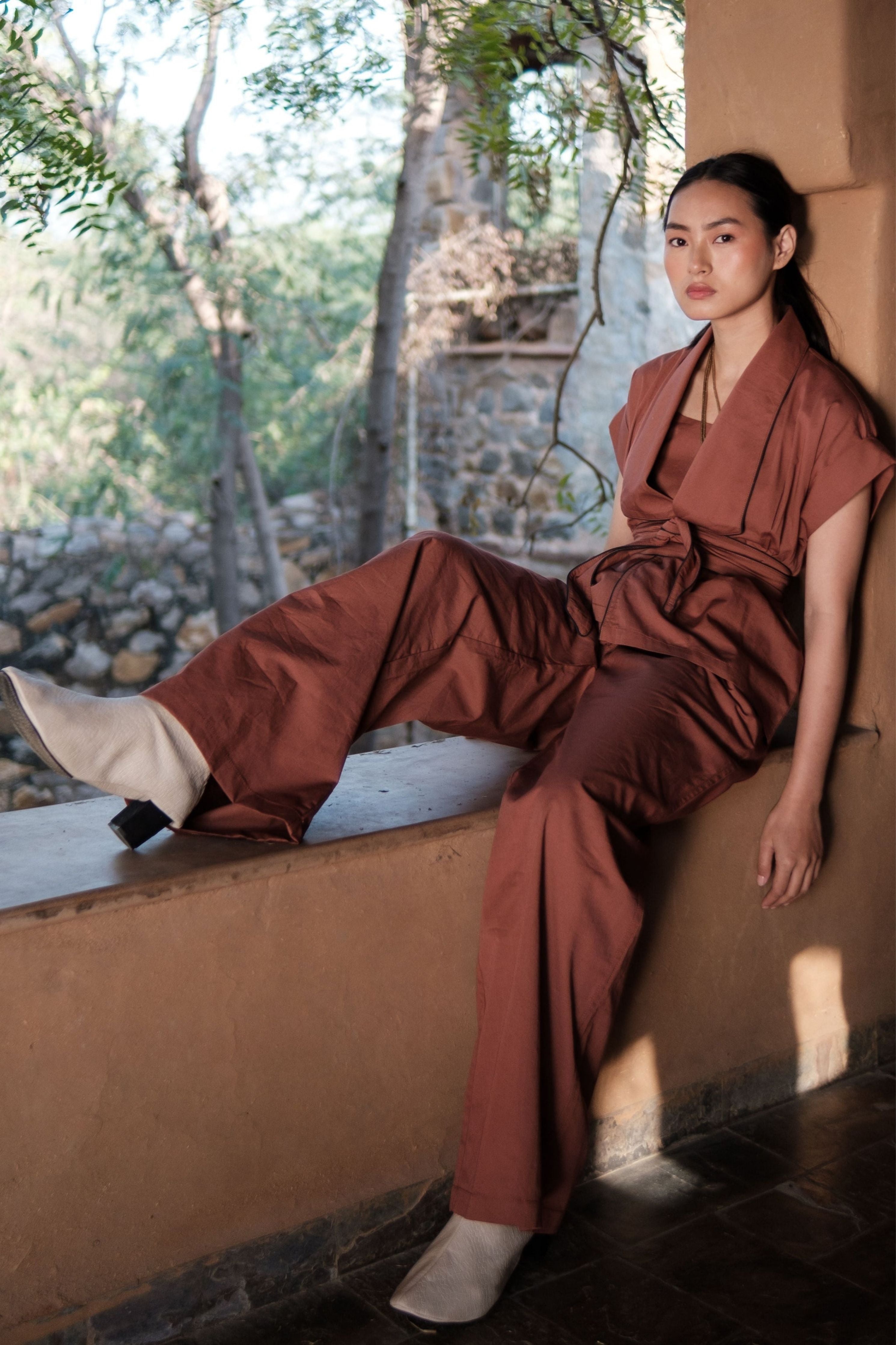 Copper Berlin Shawl collar Top