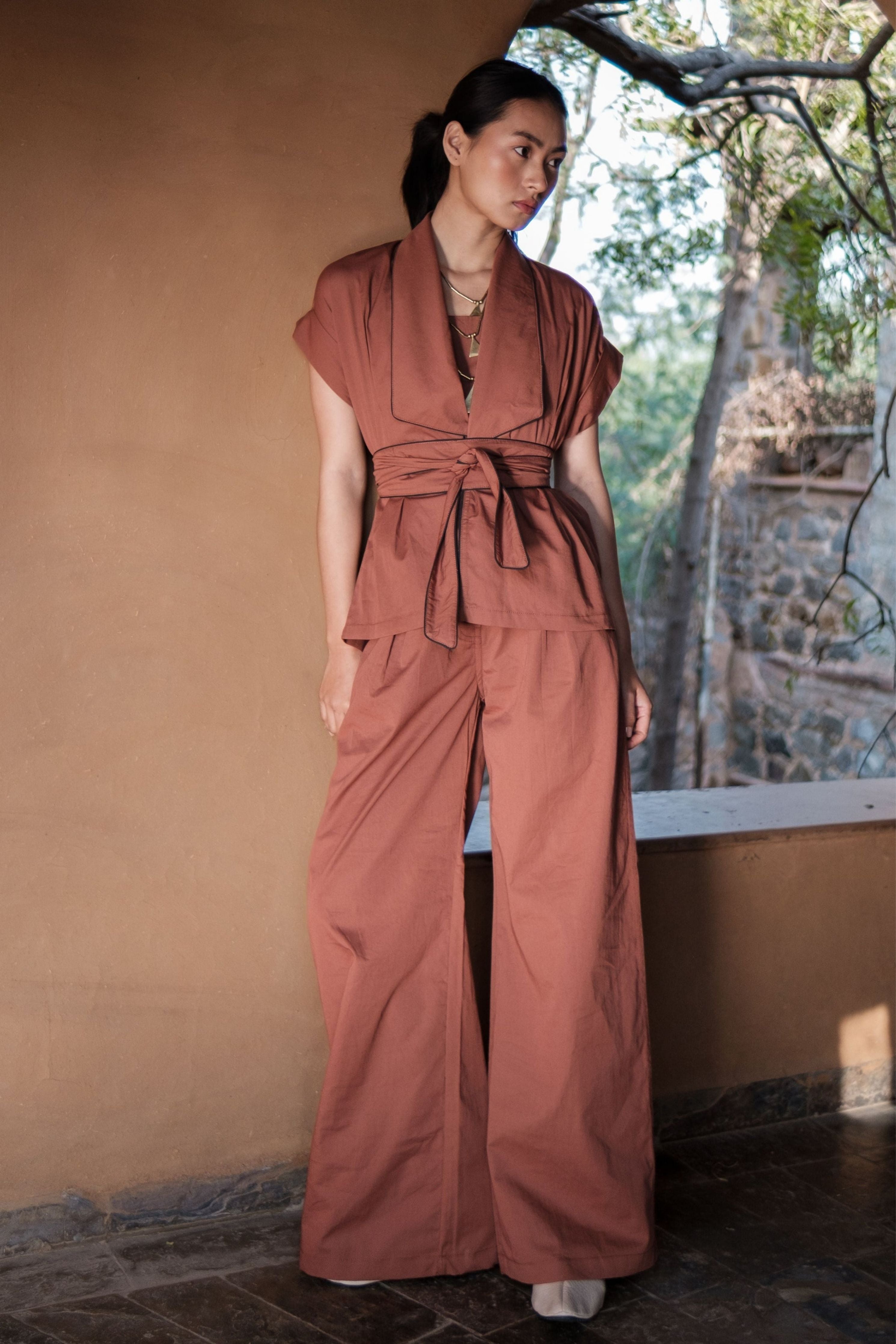 Copper Berlin Shawl collar Top