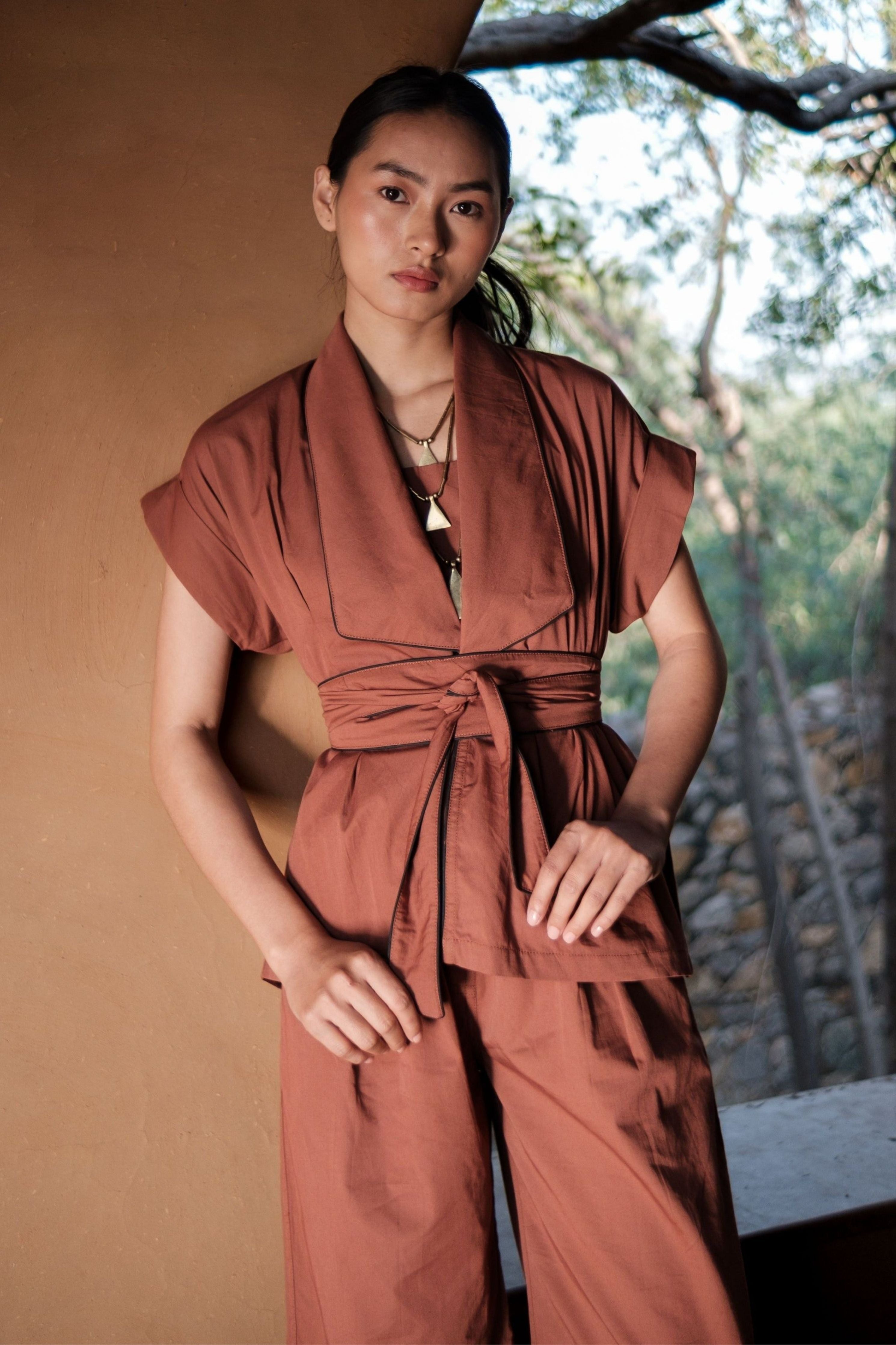 Copper Berlin Shawl collar Top