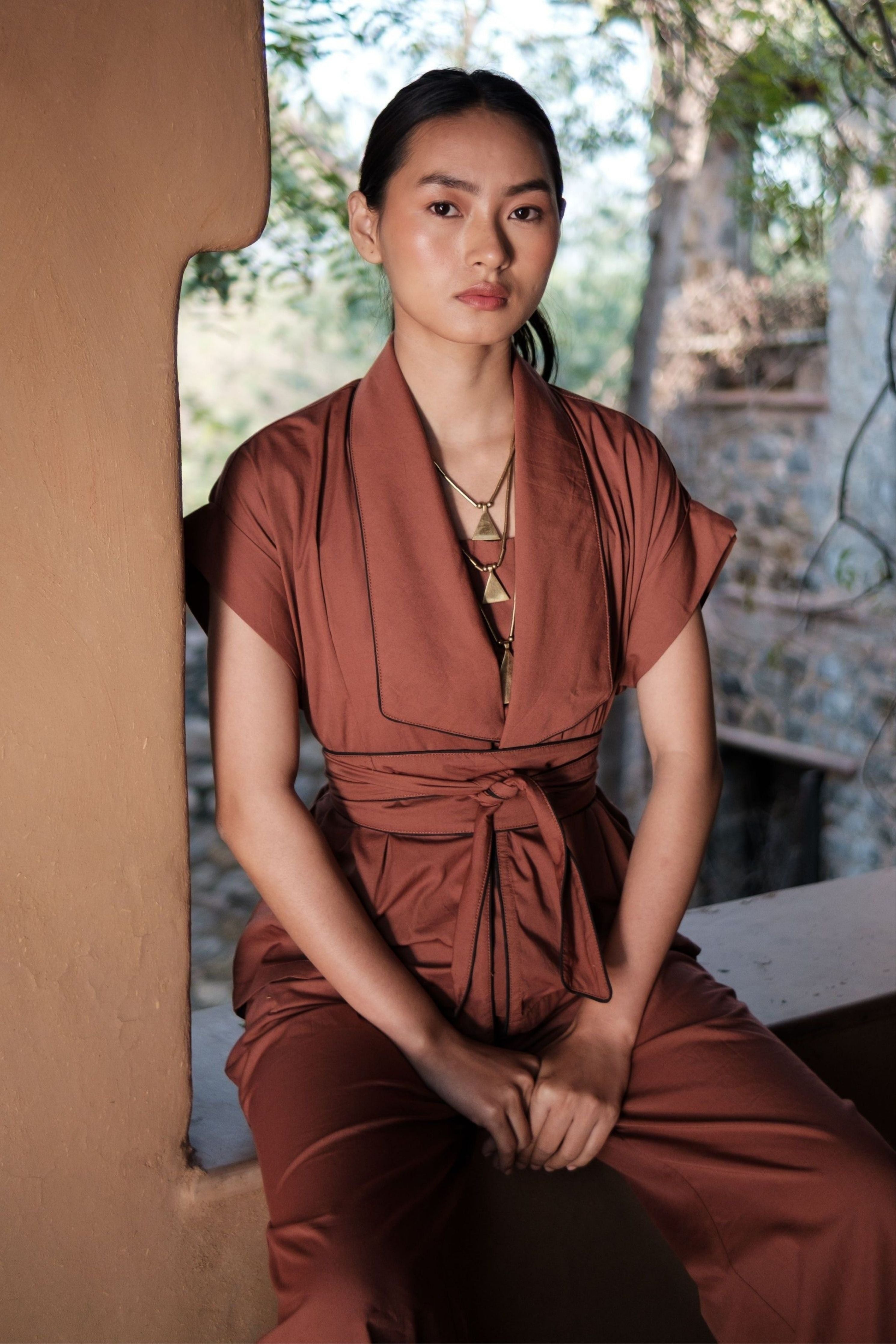 Copper Berlin Shawl collar Top