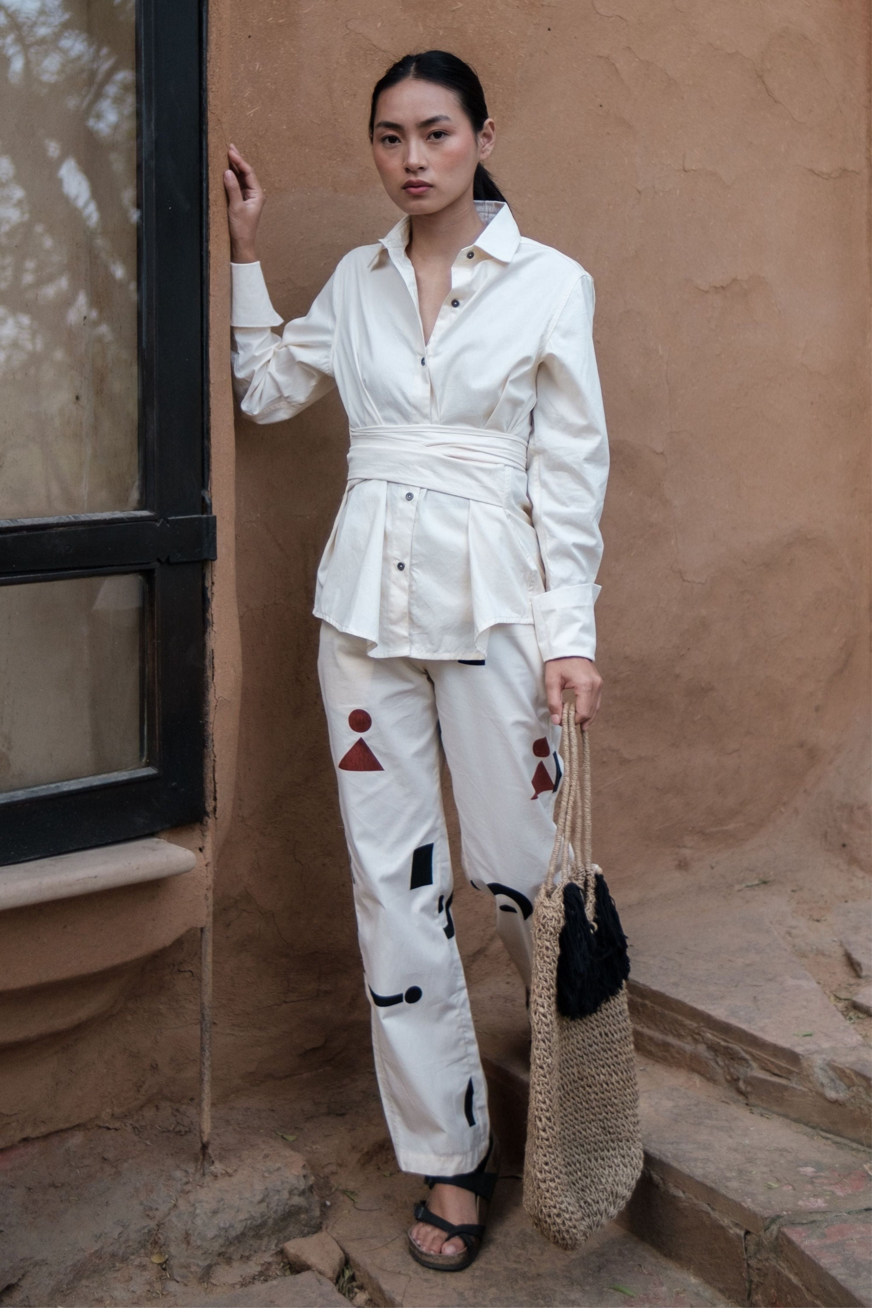 Ecru Nara Front knot Shirt