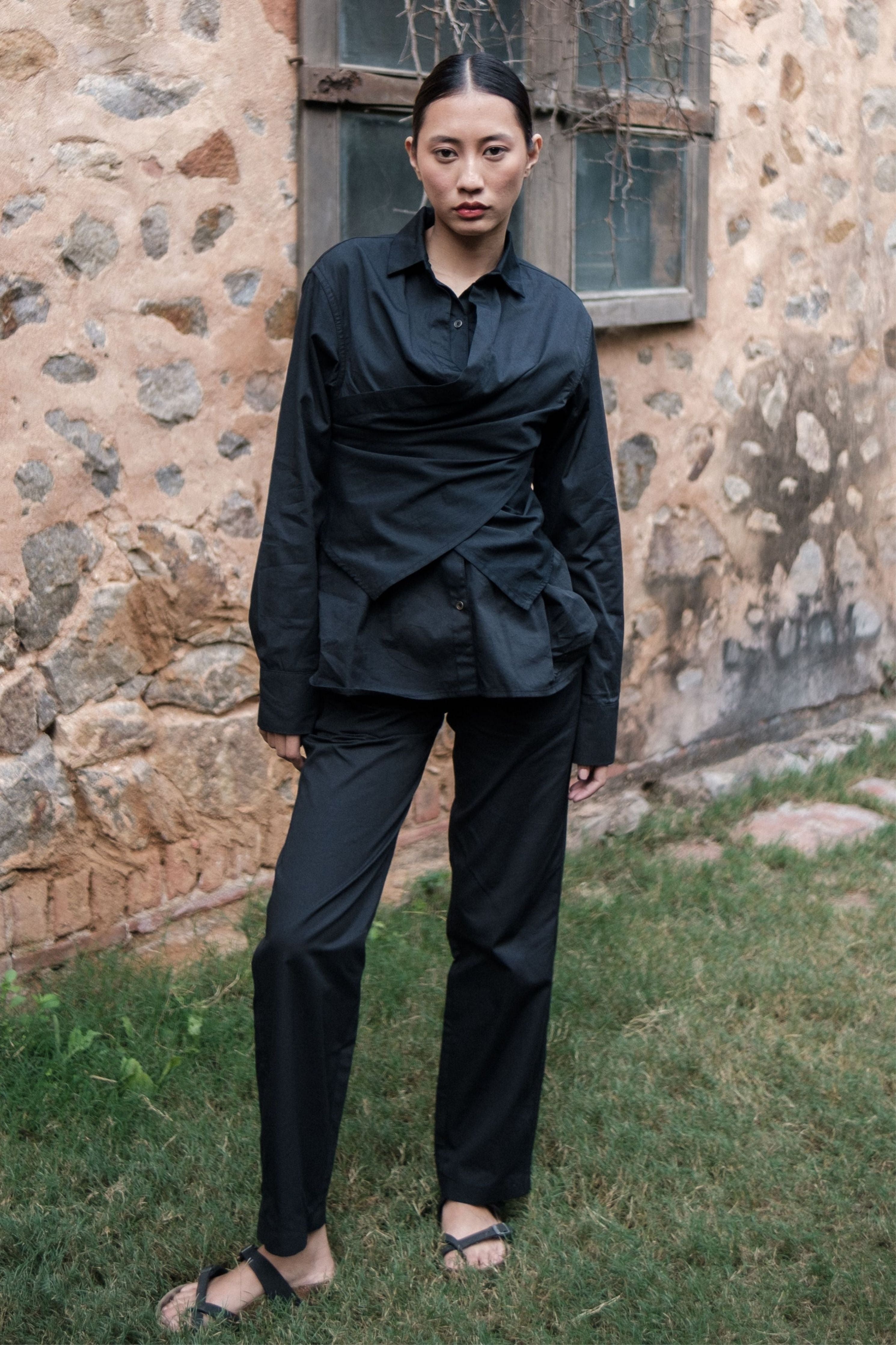 Black Seattle Wrap Shirt