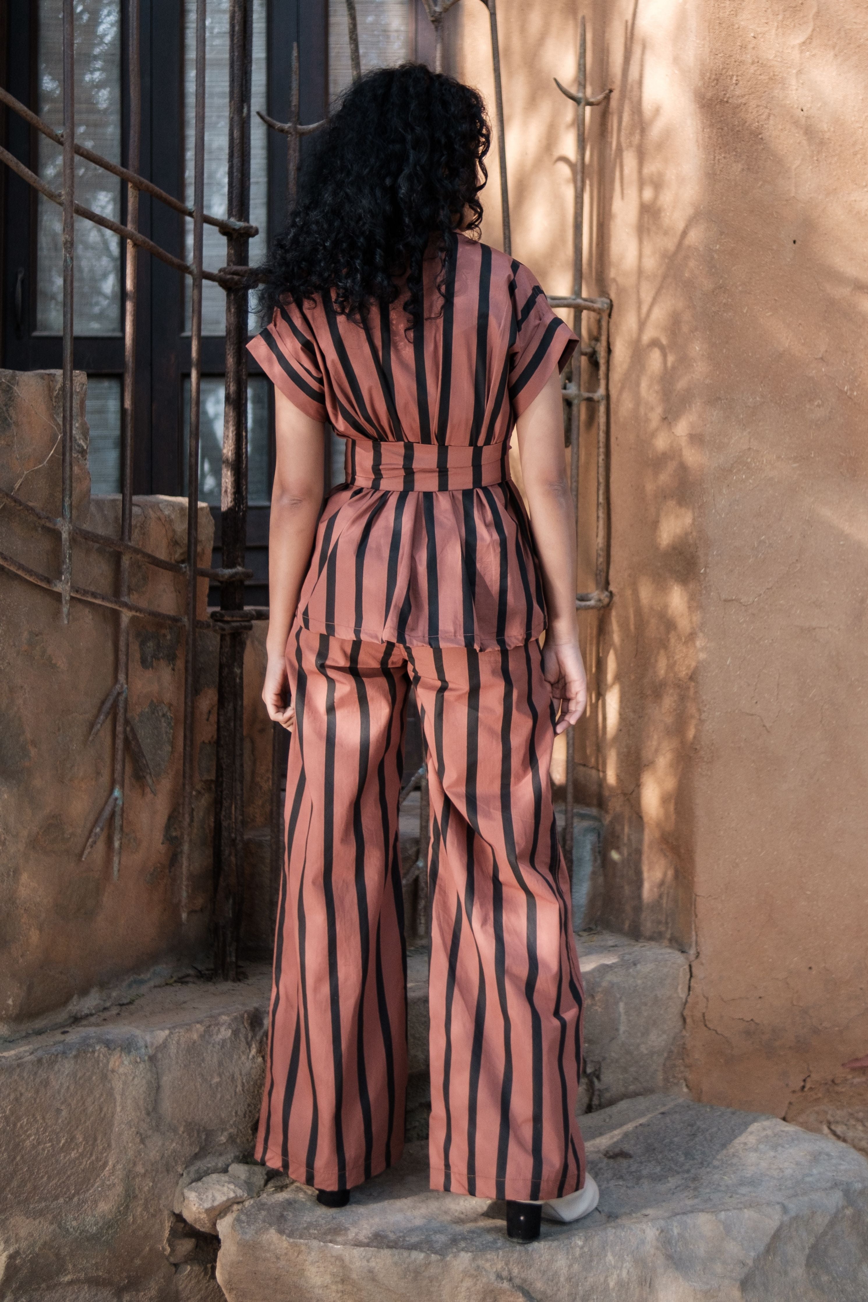 Copper Stripes Berlin Shawl collar Top