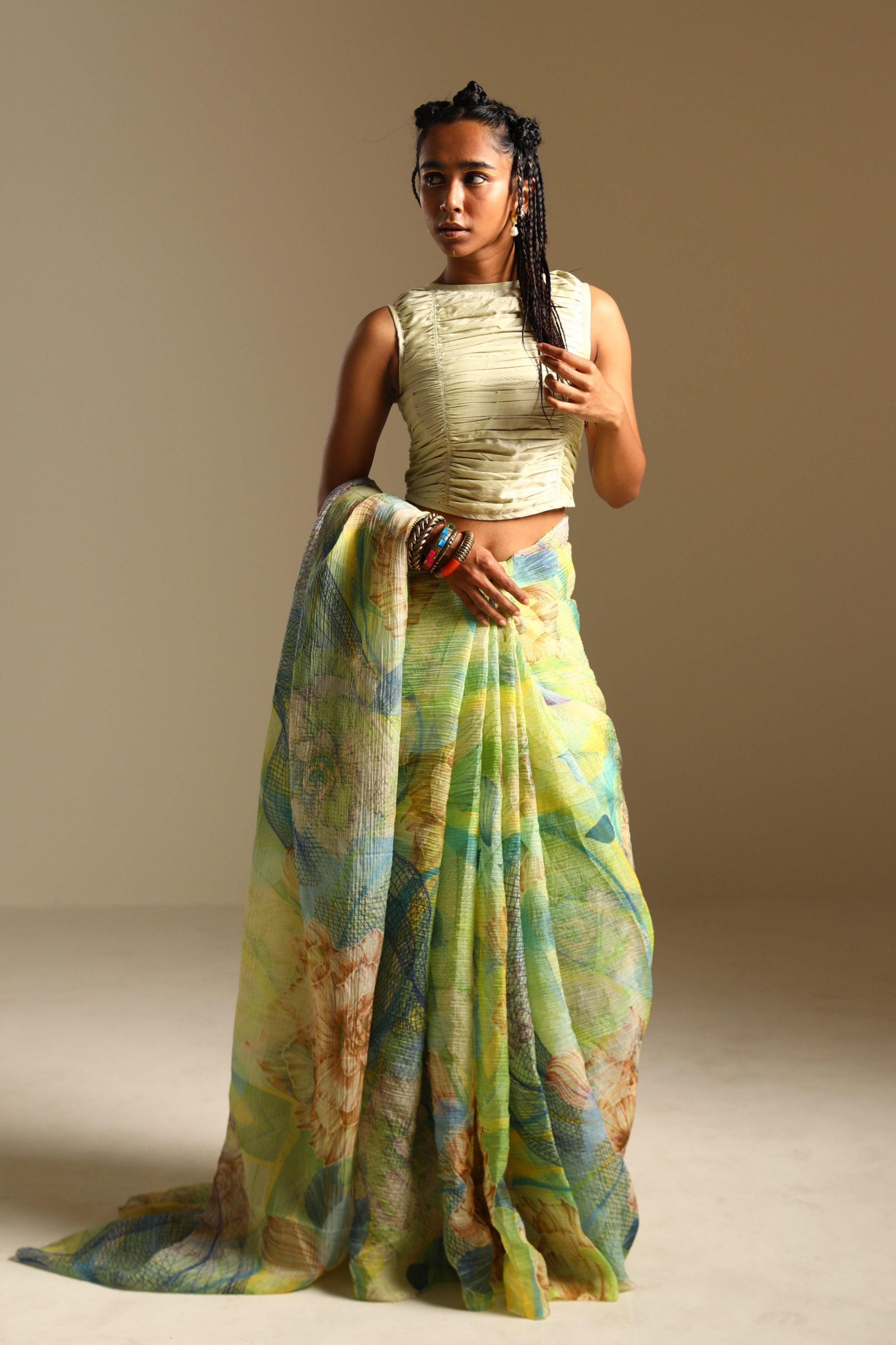 Serengeti Pastel Print Saree