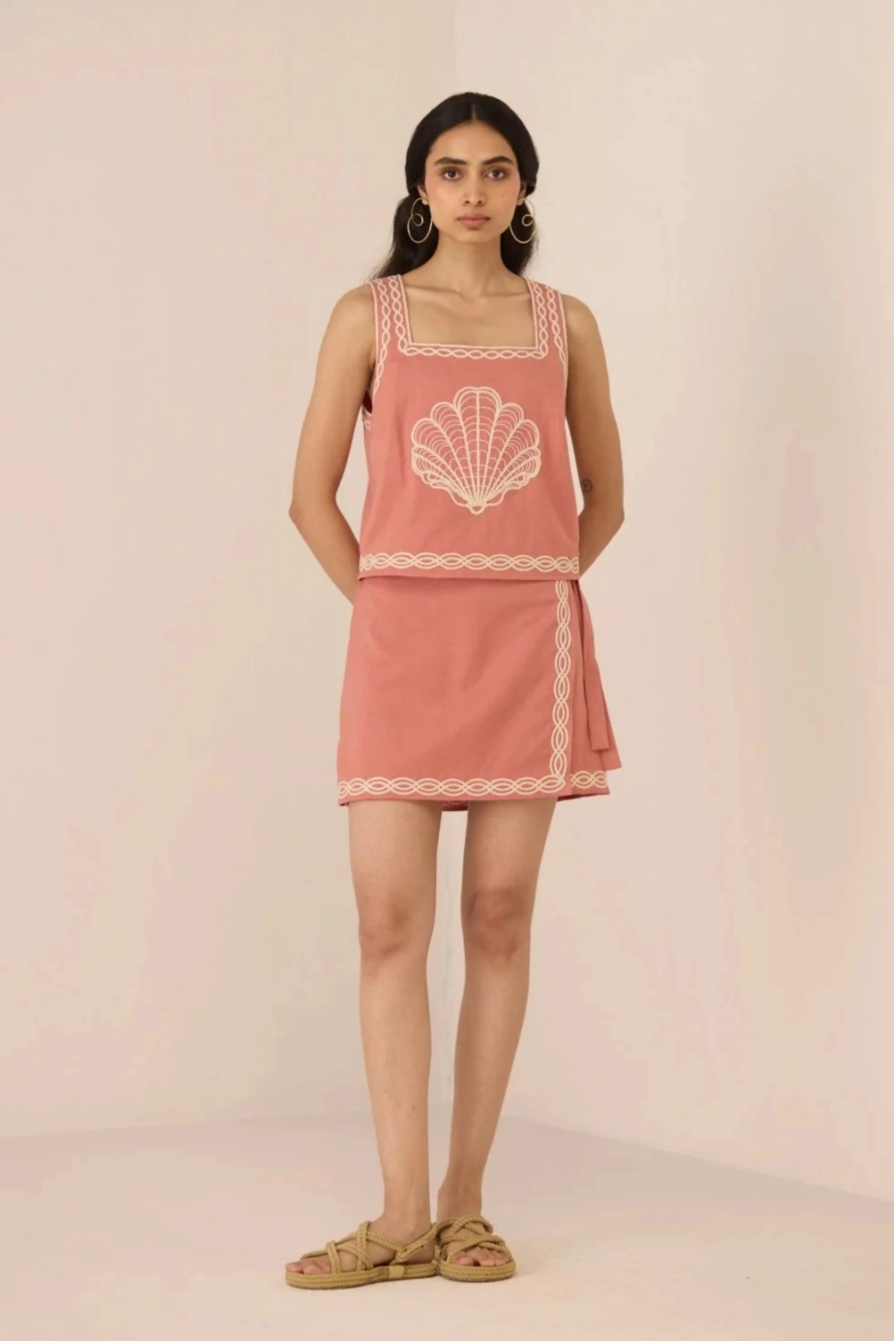 Jill Coral Pink Skirt Co-Ord Set