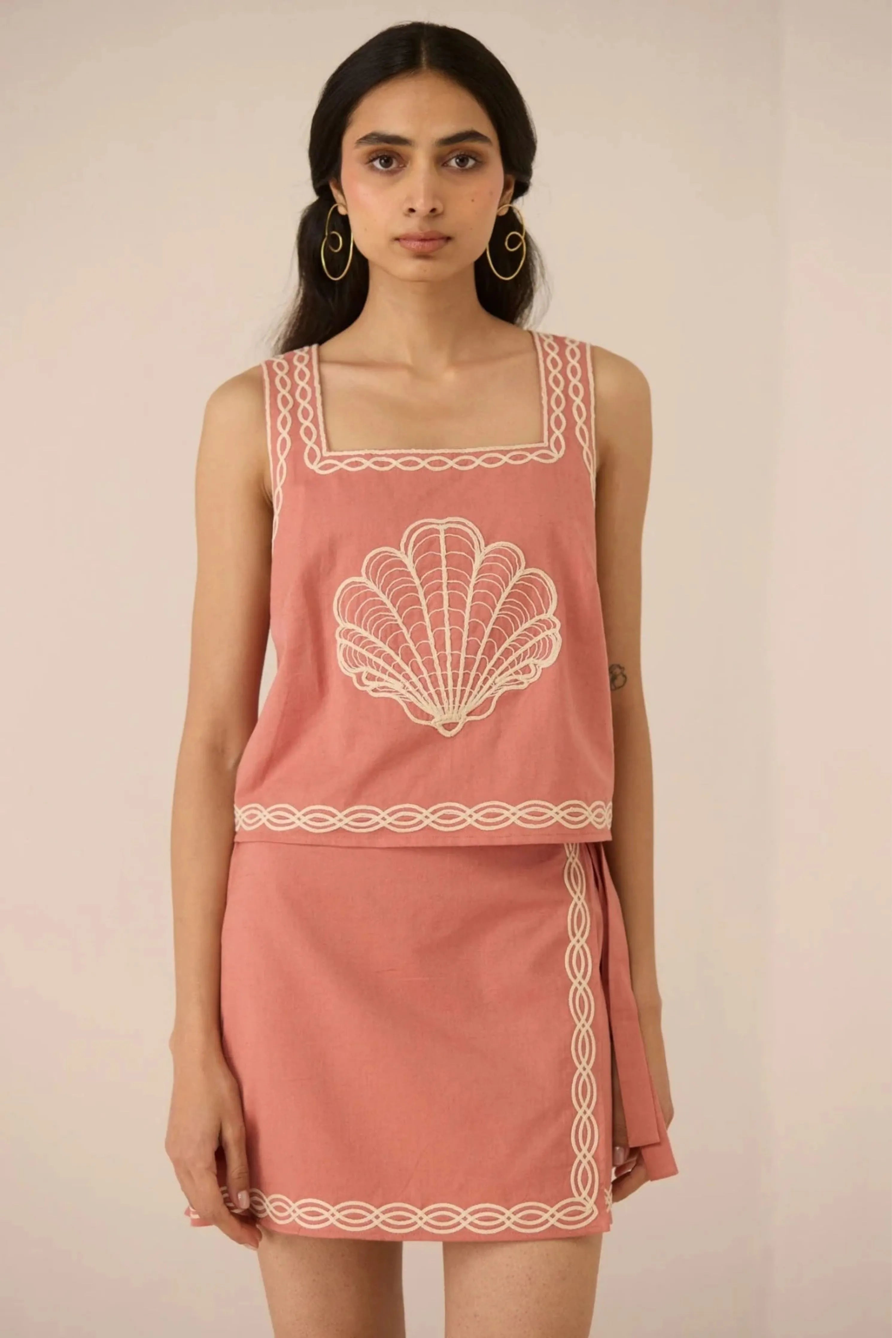 Jill Coral Pink Skirt Co-Ord Set