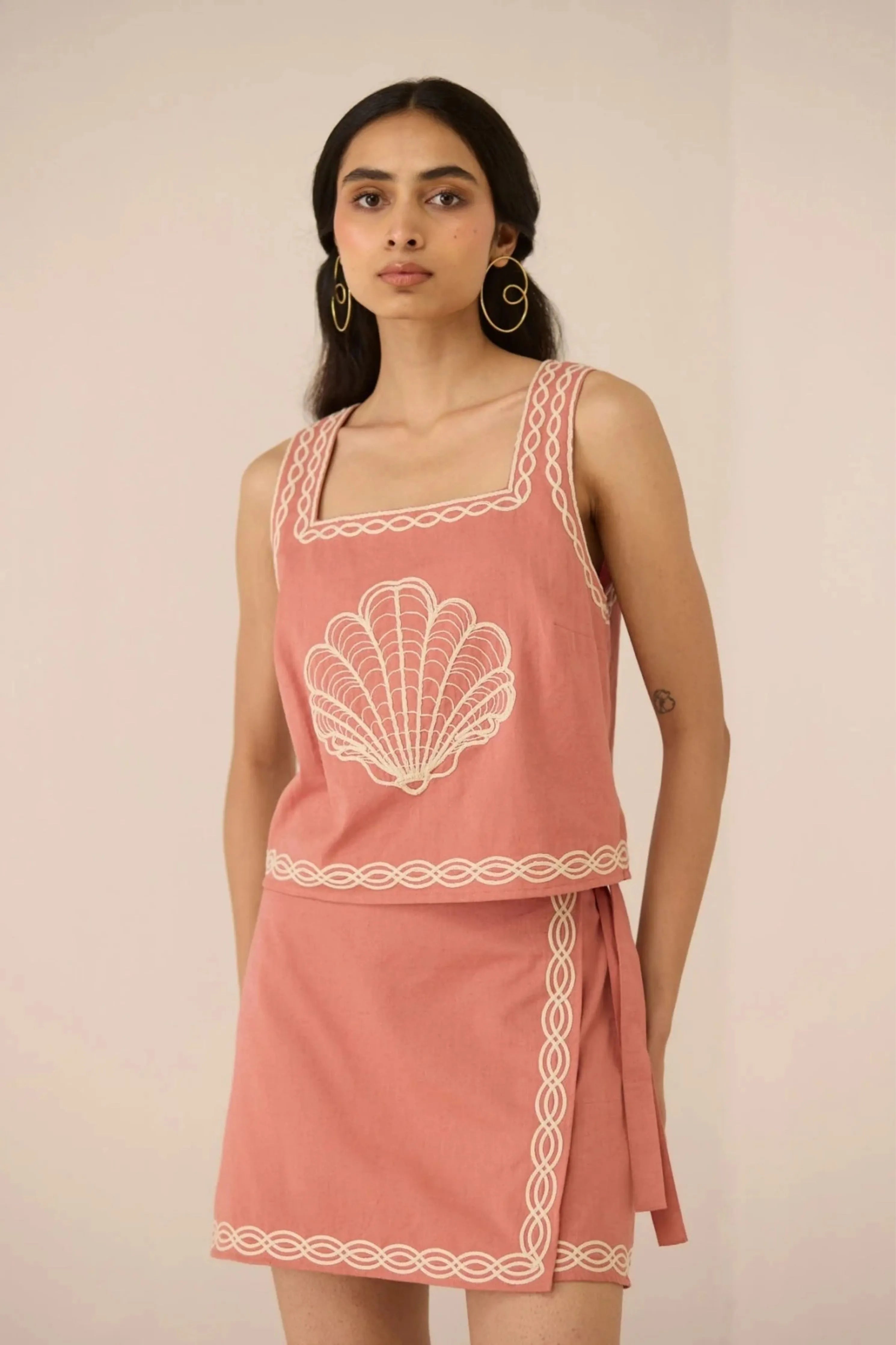 Jill Coral Pink Skirt Co-Ord Set