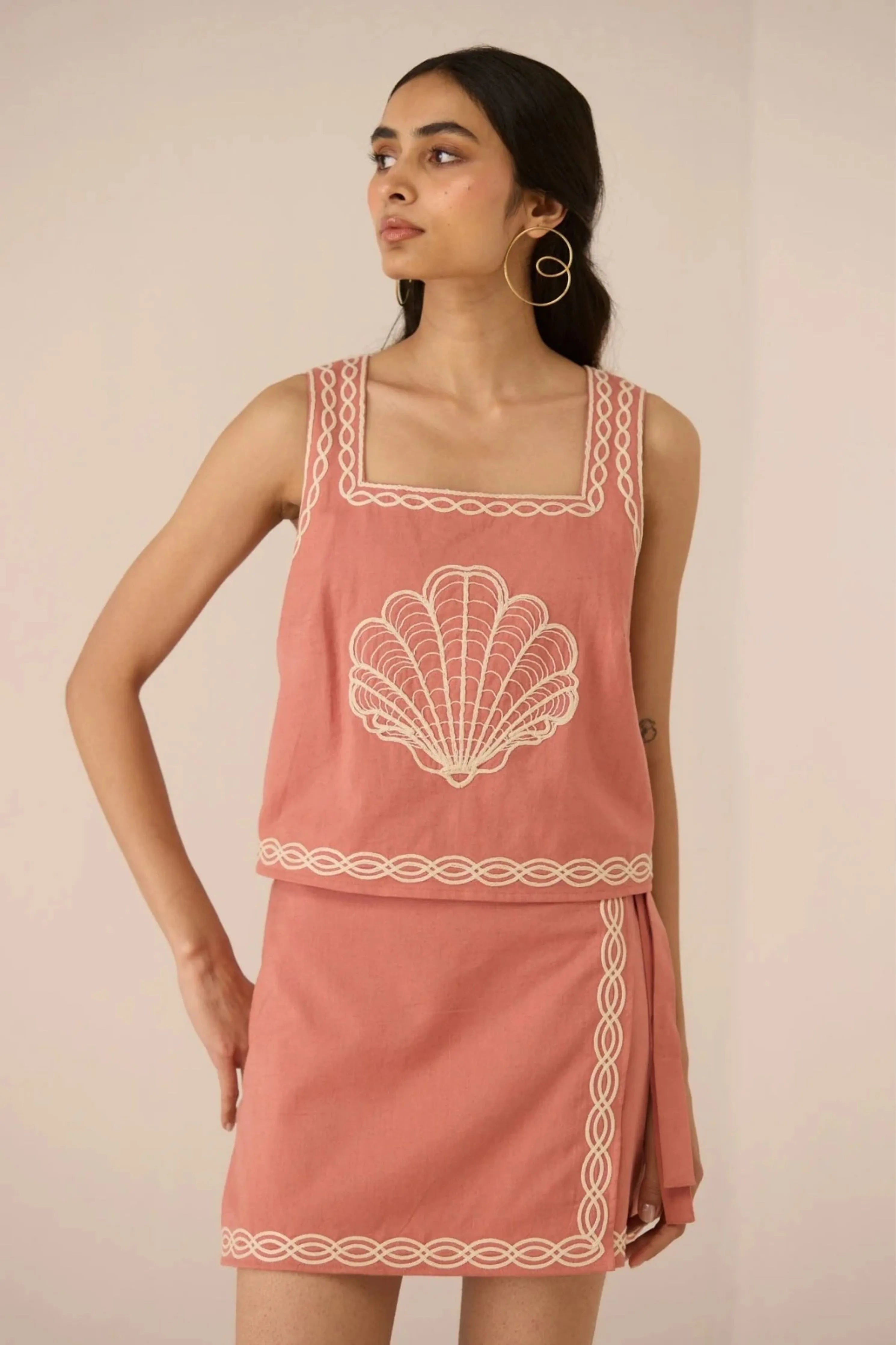 Jill Coral Pink Skirt Co-Ord Set