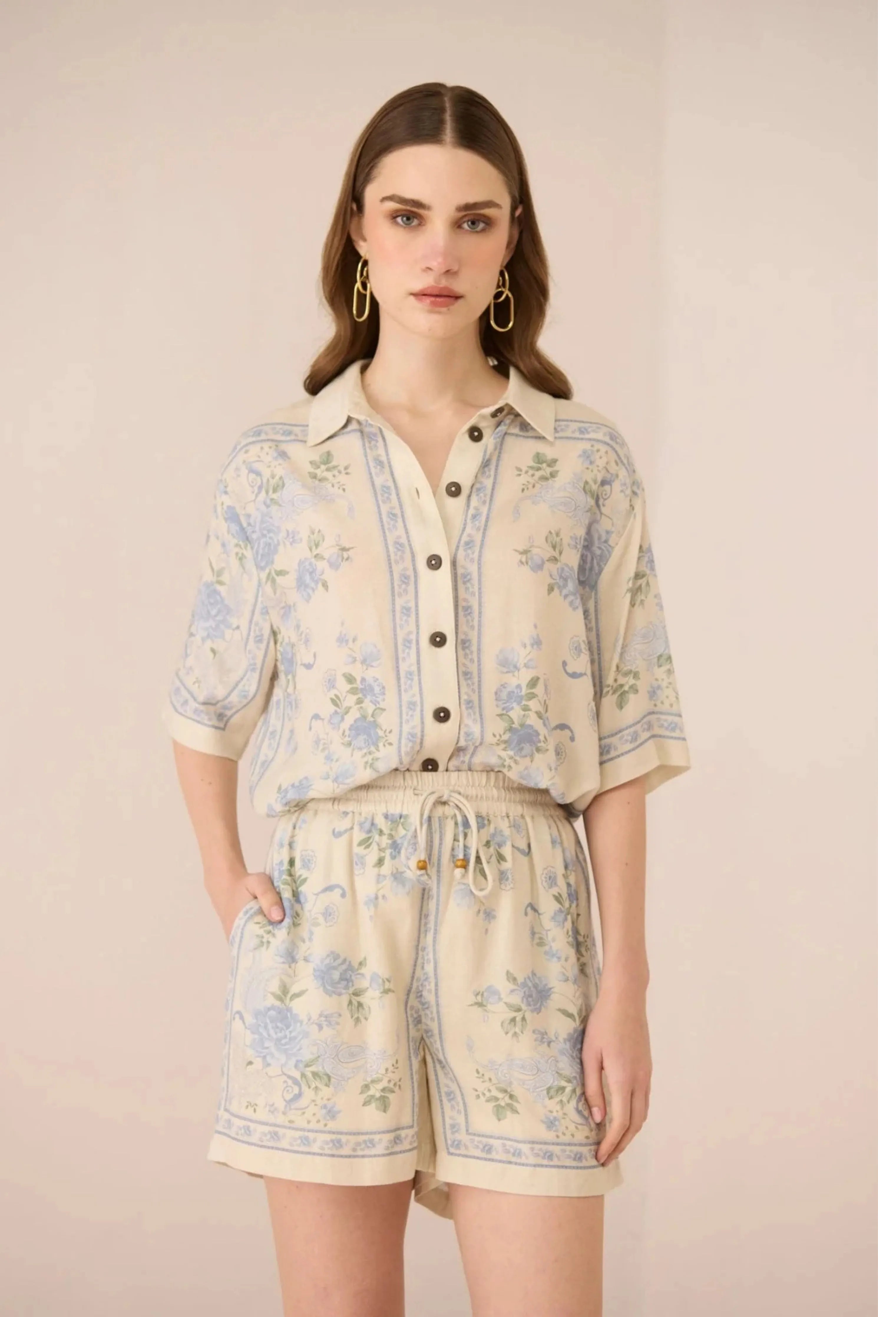 Malibu Shirt Azure Bloom Co-Ord Set
