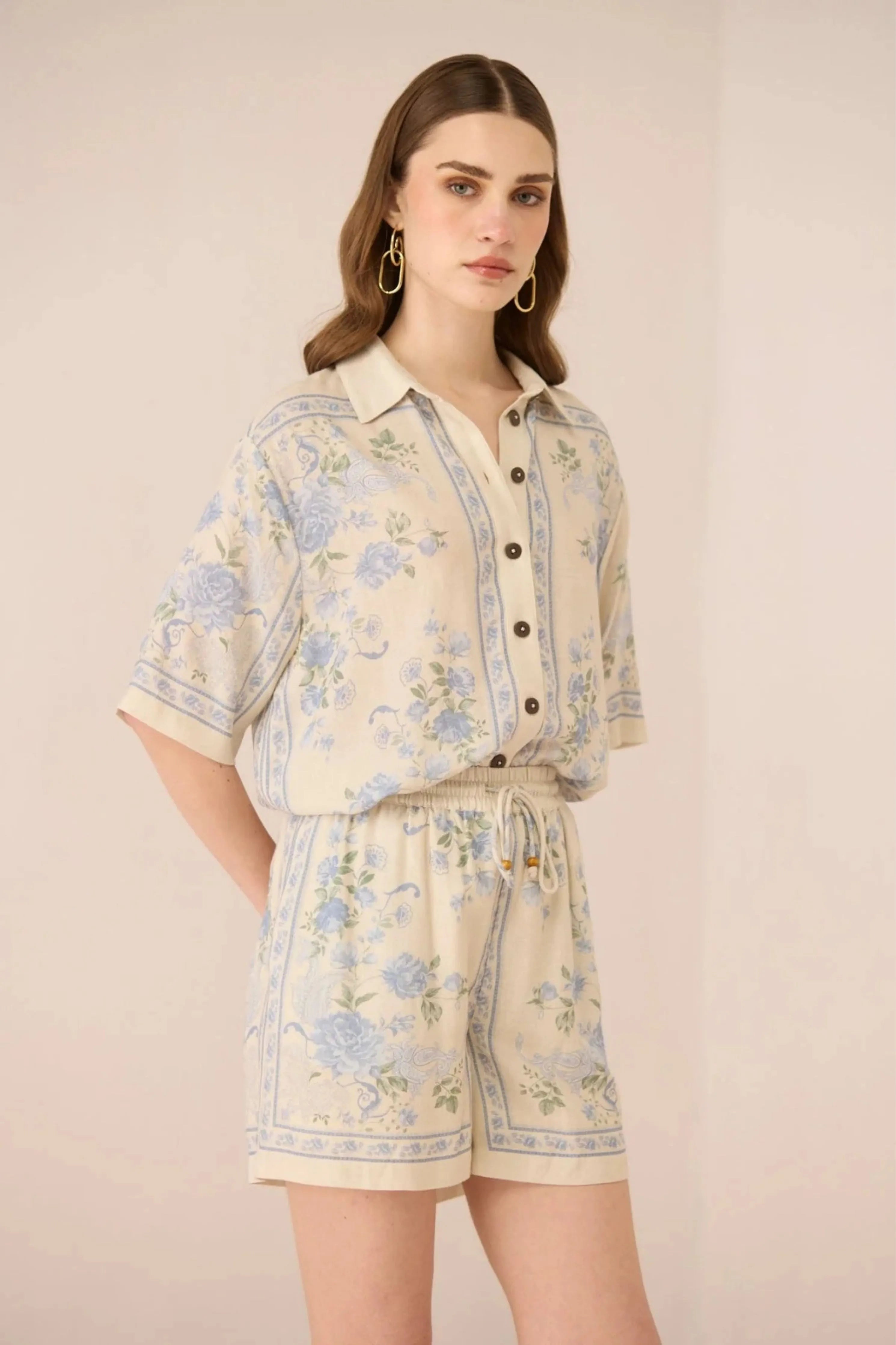 Malibu Shirt Azure Bloom Co-Ord Set