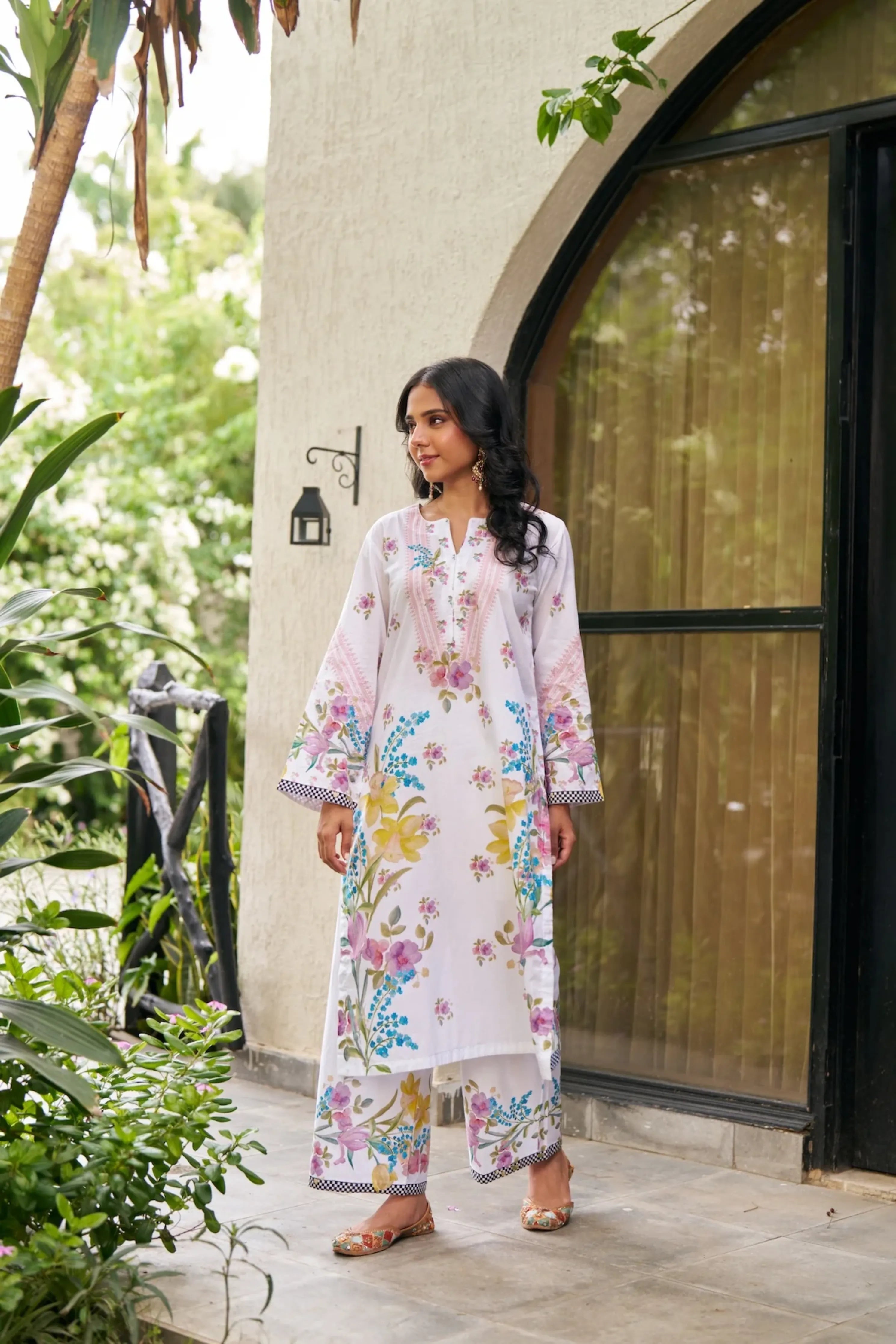 Dhwani White Yellow Kurta Set