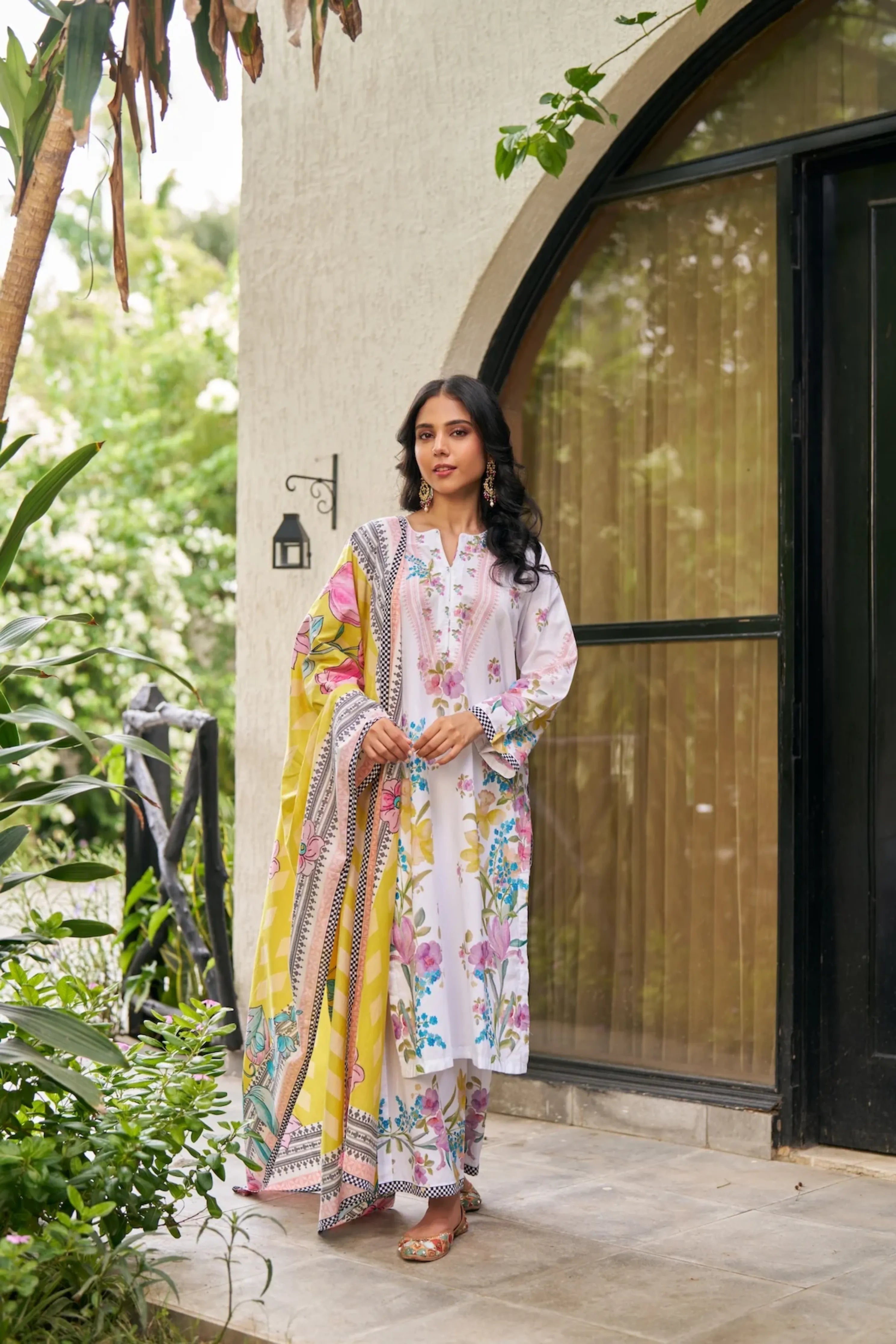 Dhwani White Yellow Kurta Set