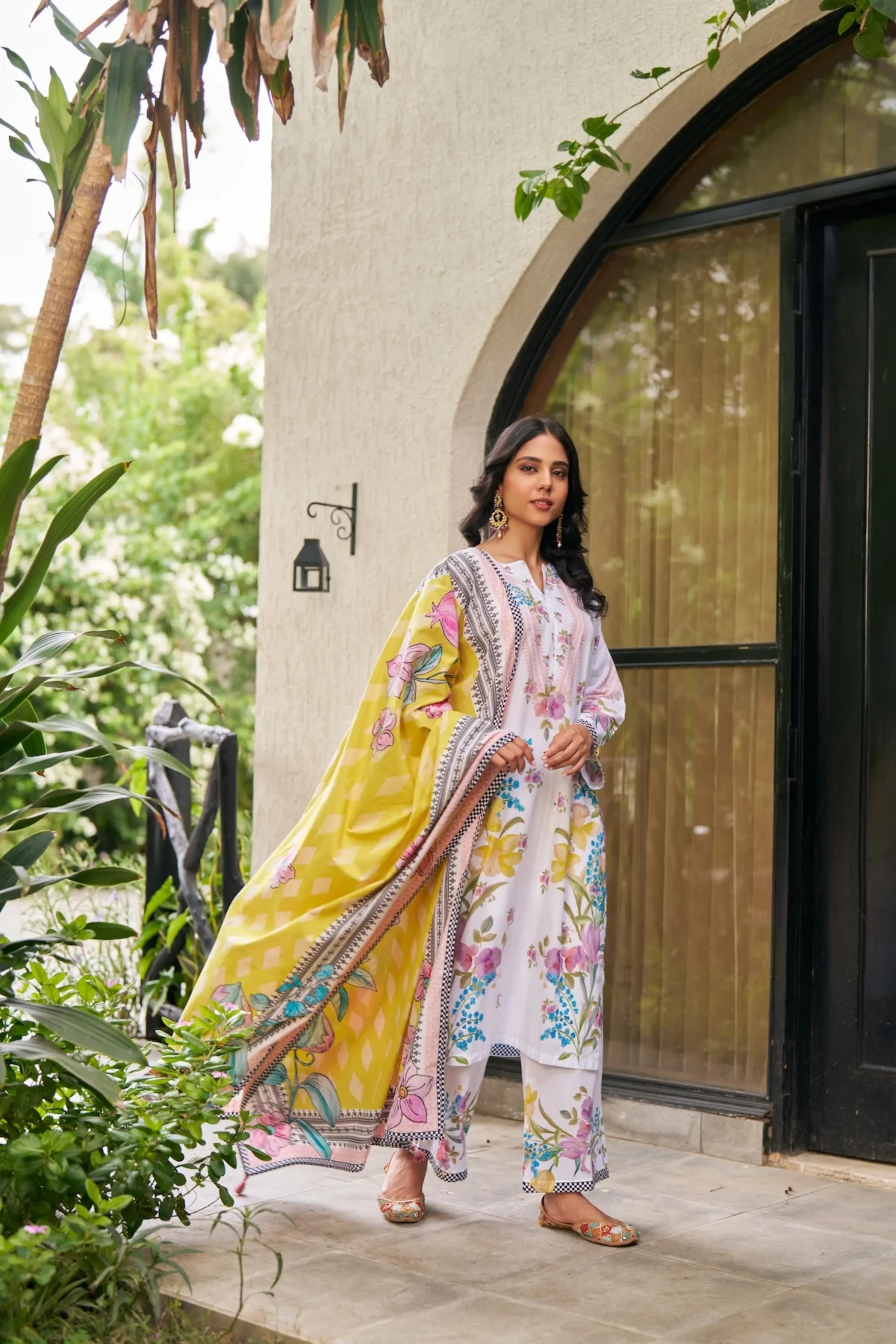 Dhwani White Yellow Kurta Set