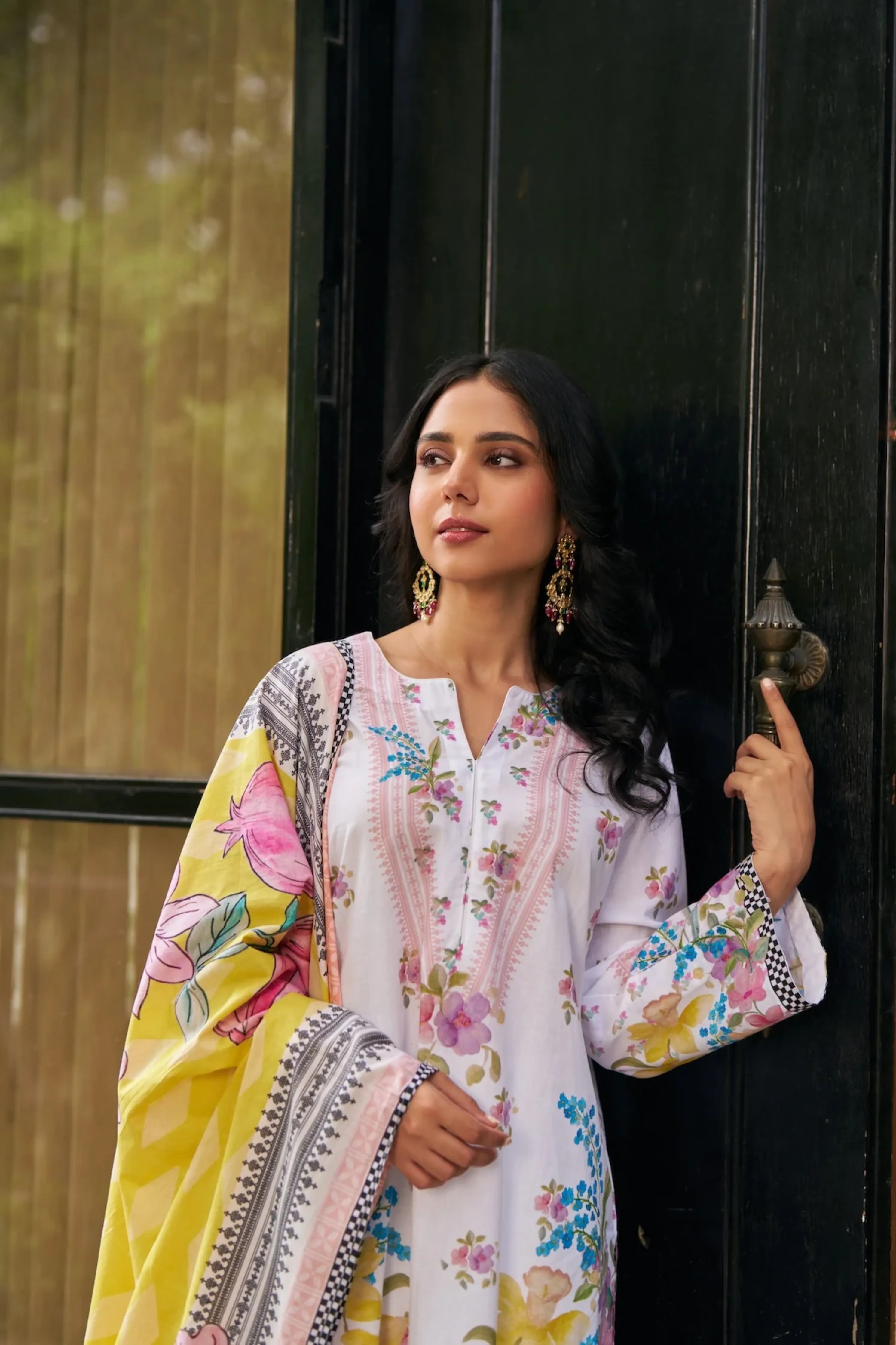 Dhwani White Yellow Kurta Set