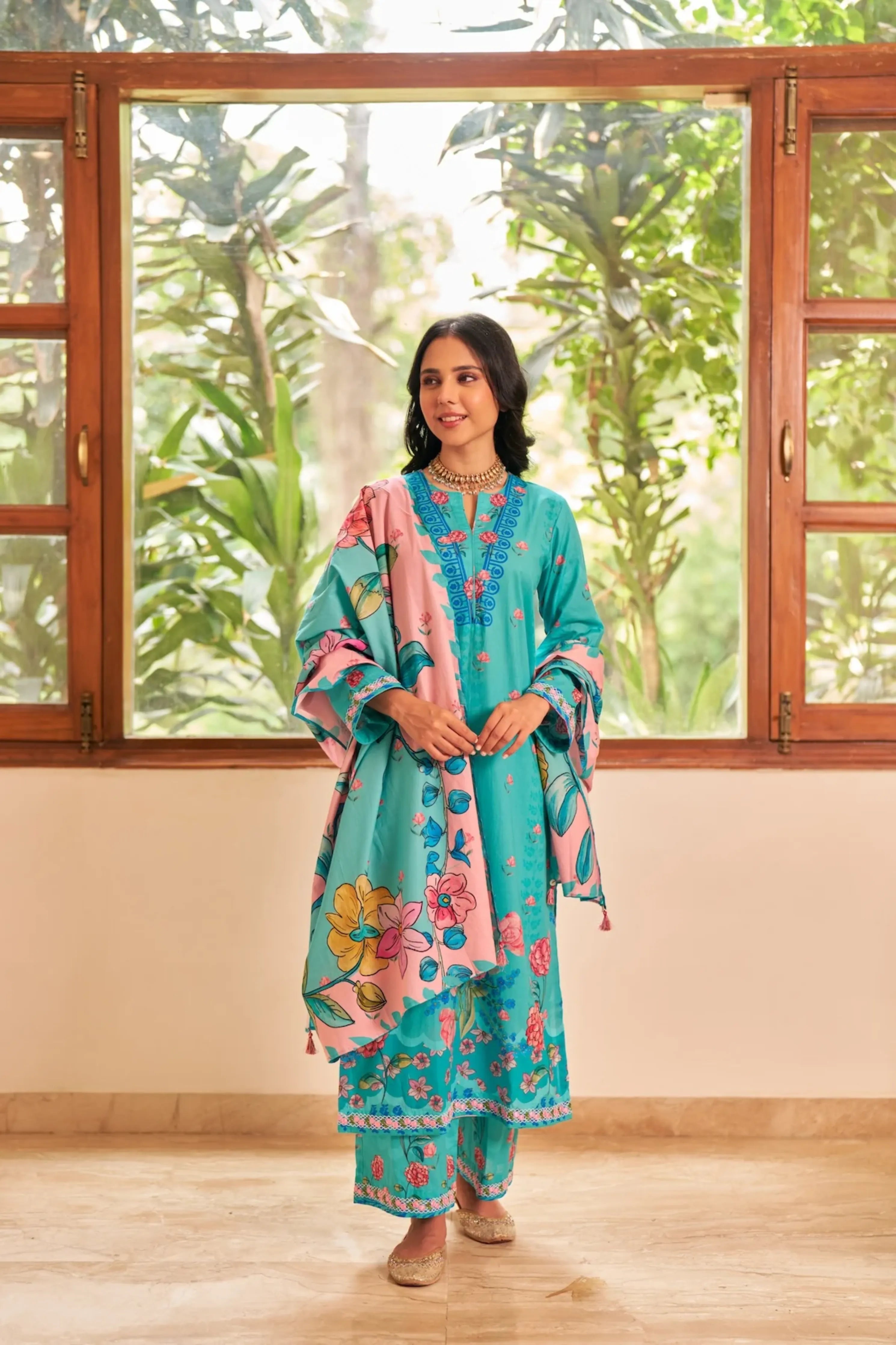 Dhwani Firozi Kurta Set