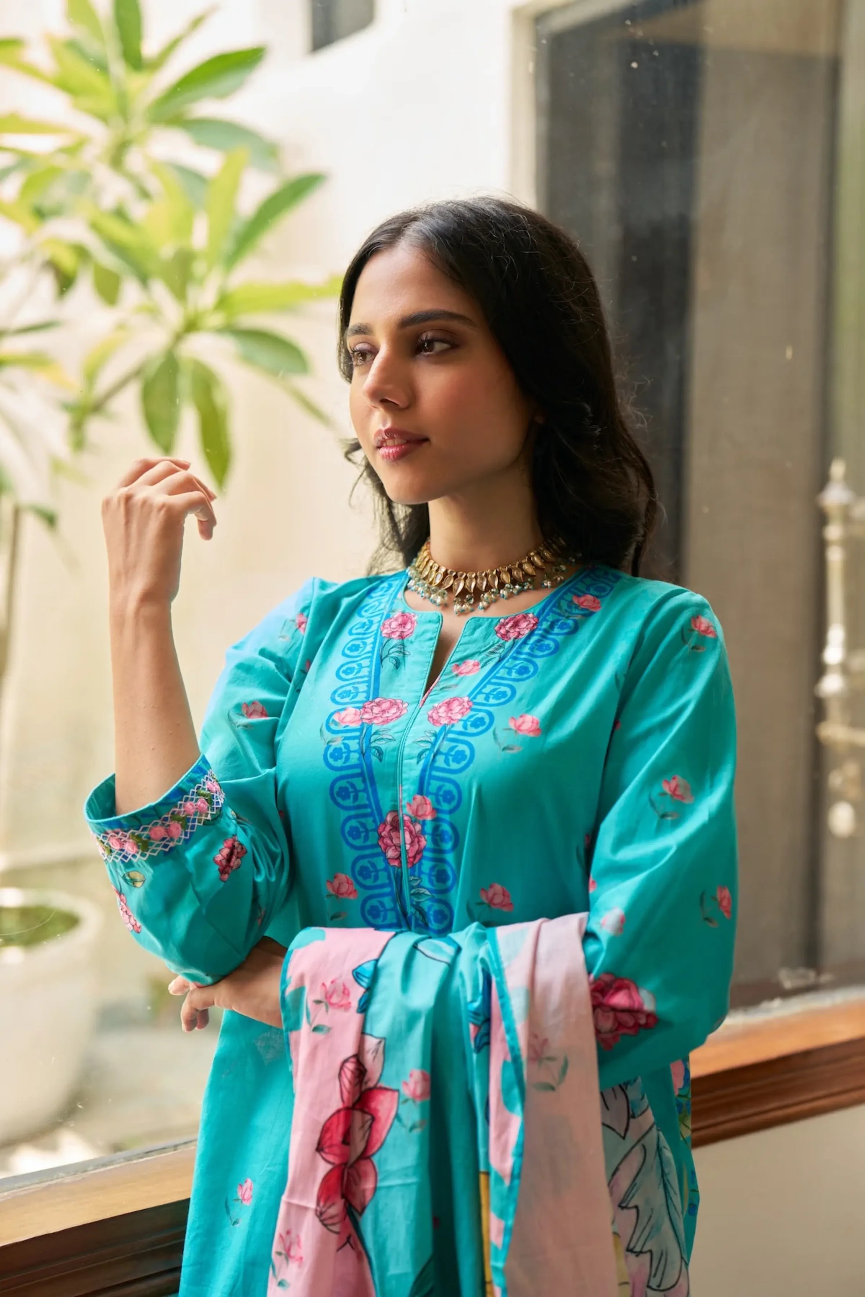 Dhwani Firozi Kurta Set