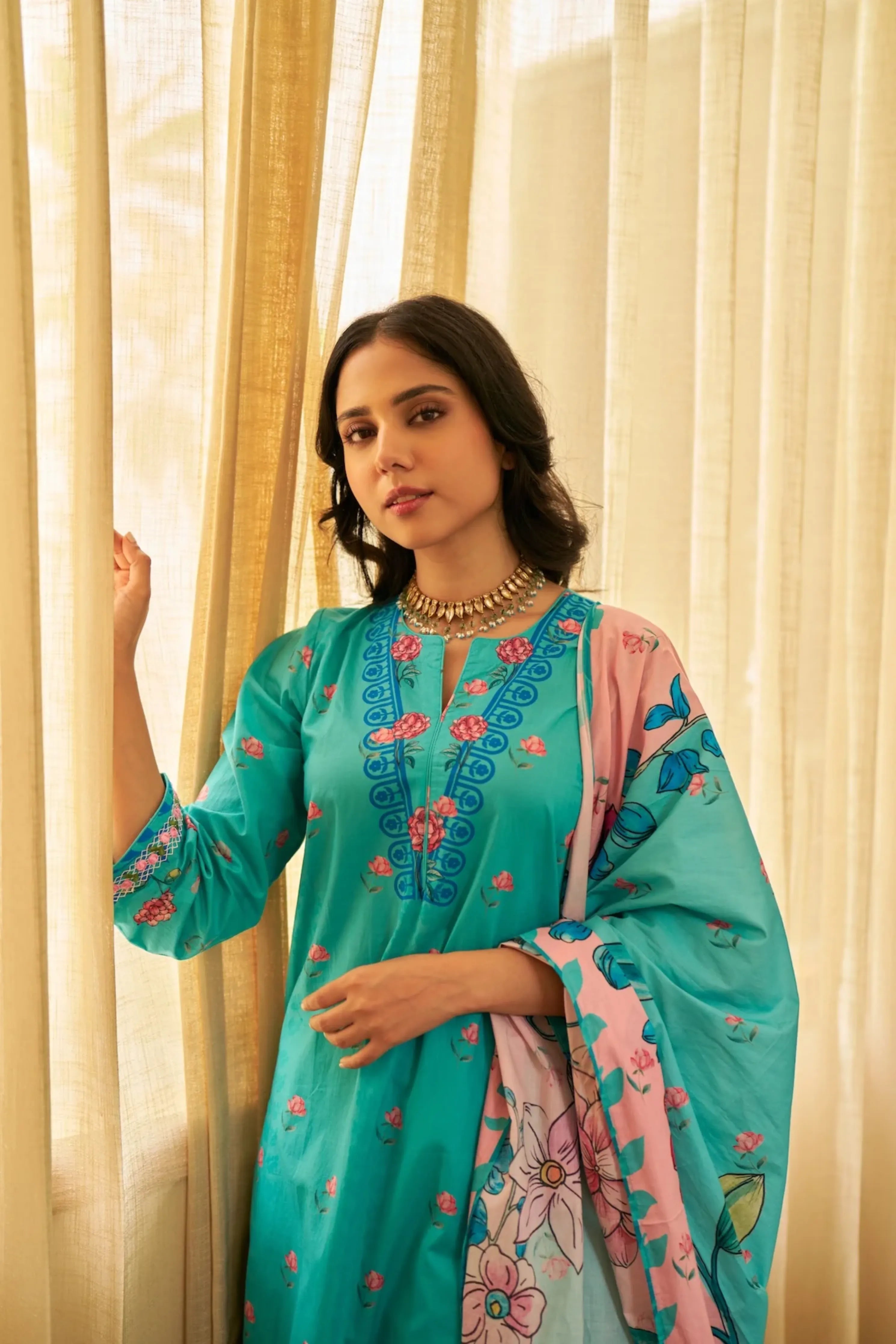 Dhwani Firozi Kurta Set