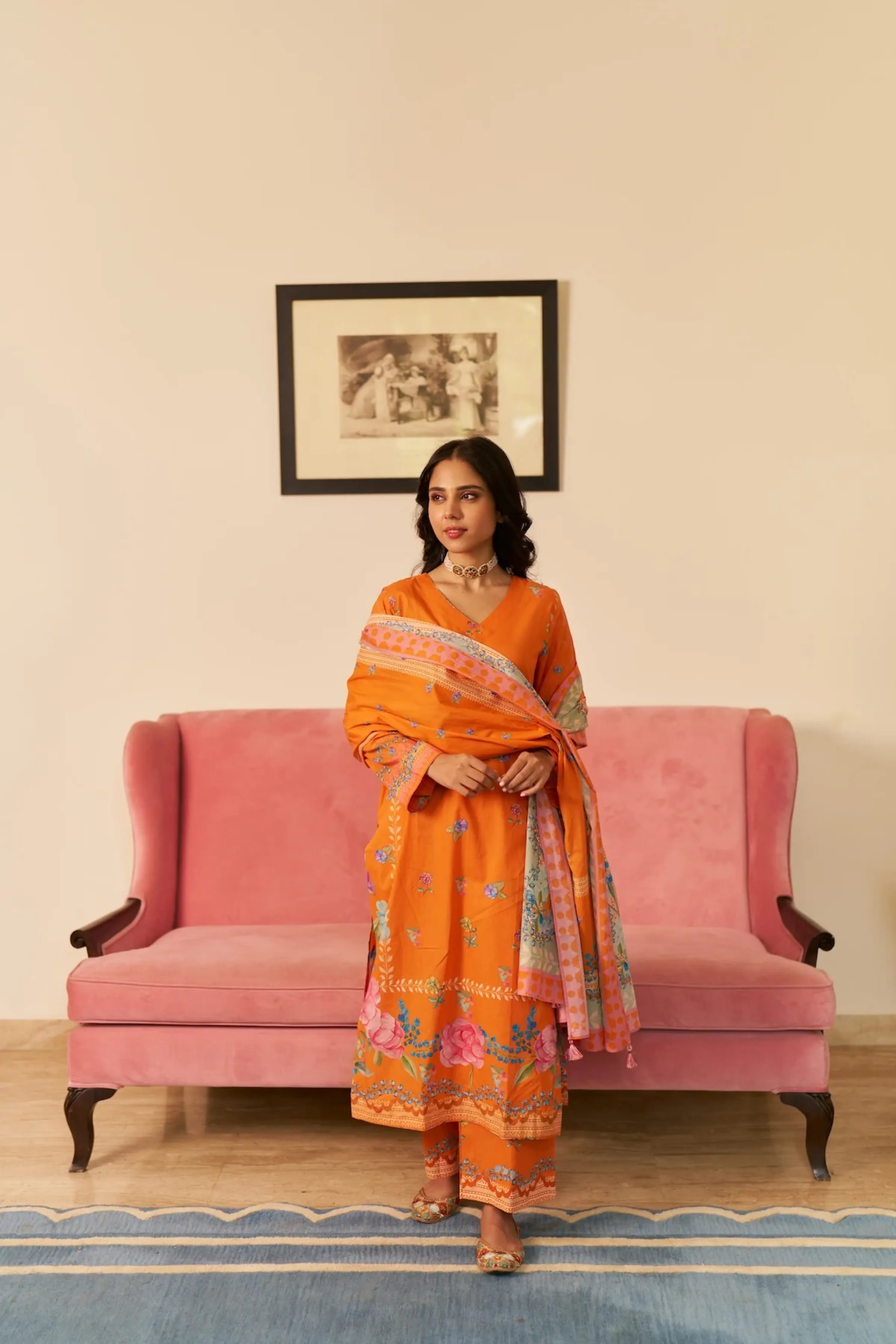 Dhwani Narangi Kurta Set