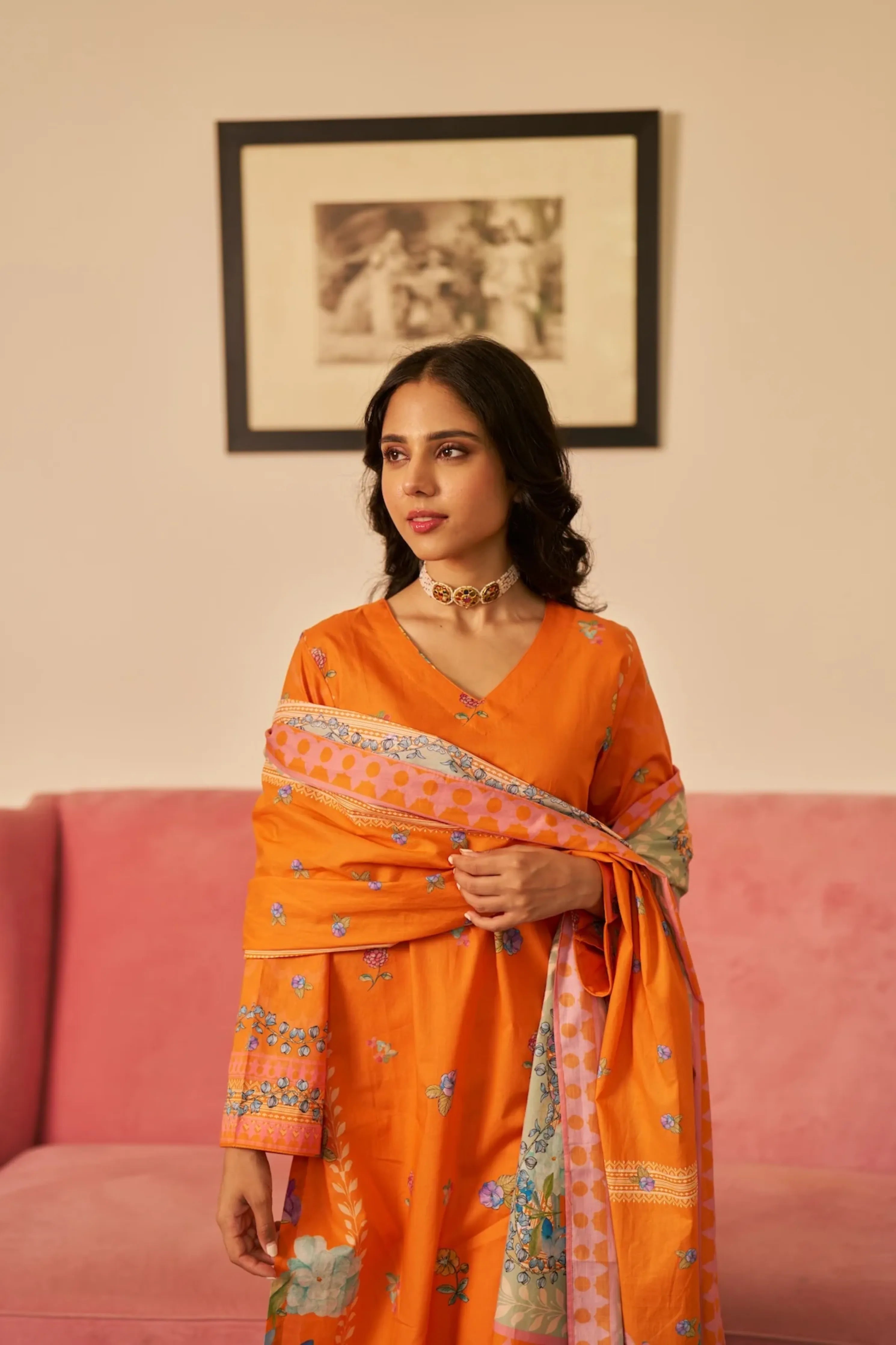 Dhwani Narangi Kurta Set