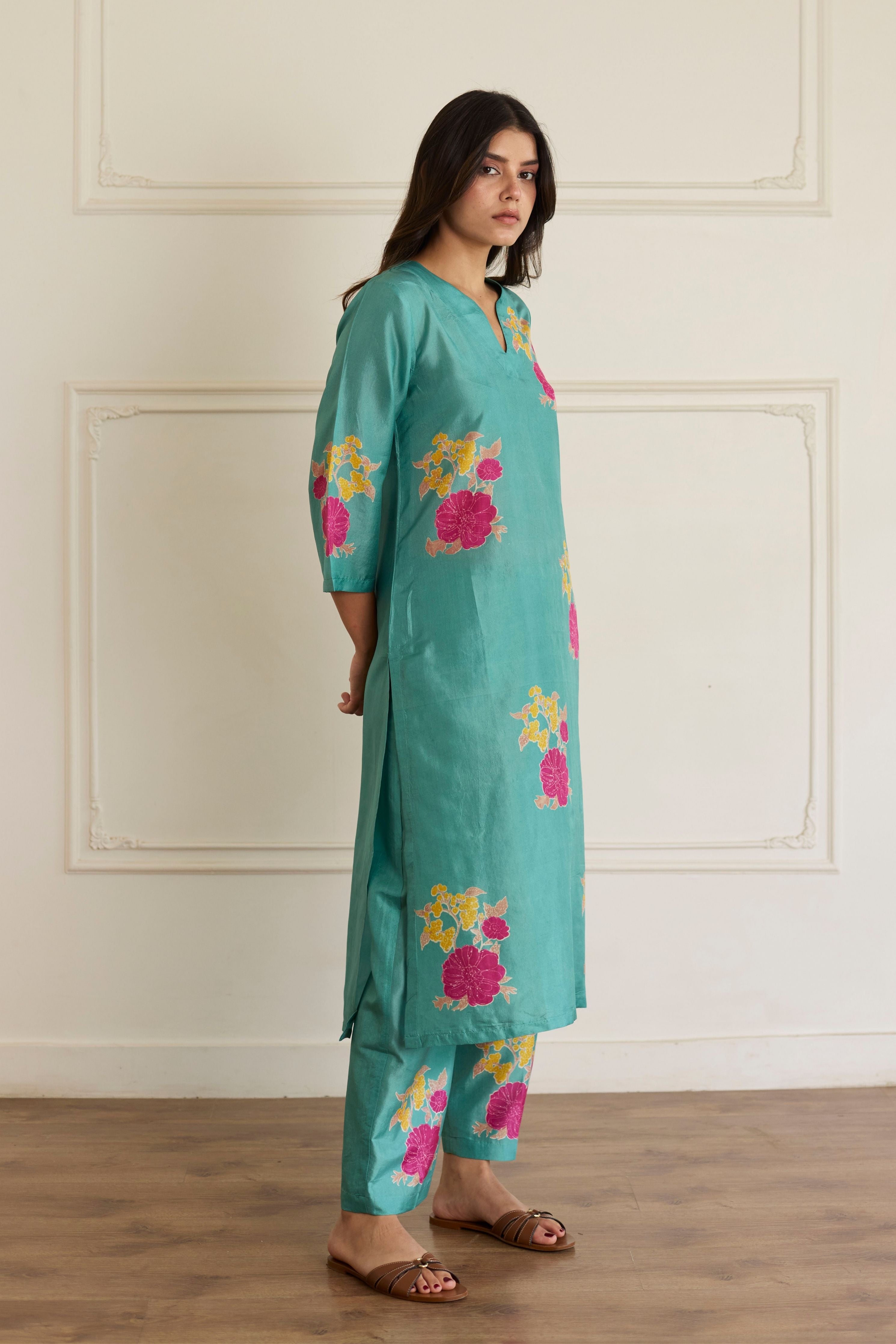 Aqua Silk Co-Ord Set