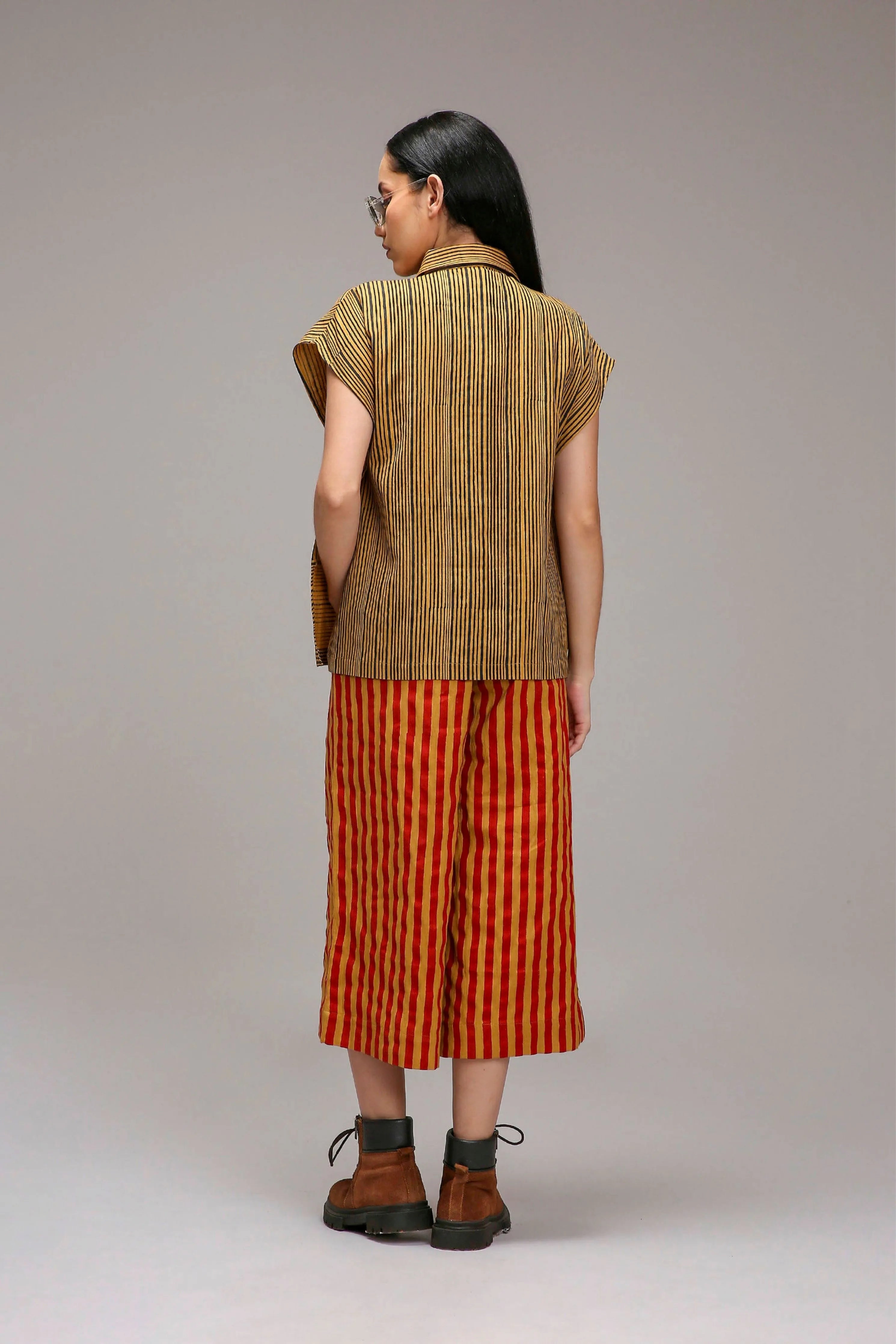 Tan-Brown Joker Shirt Capre Set