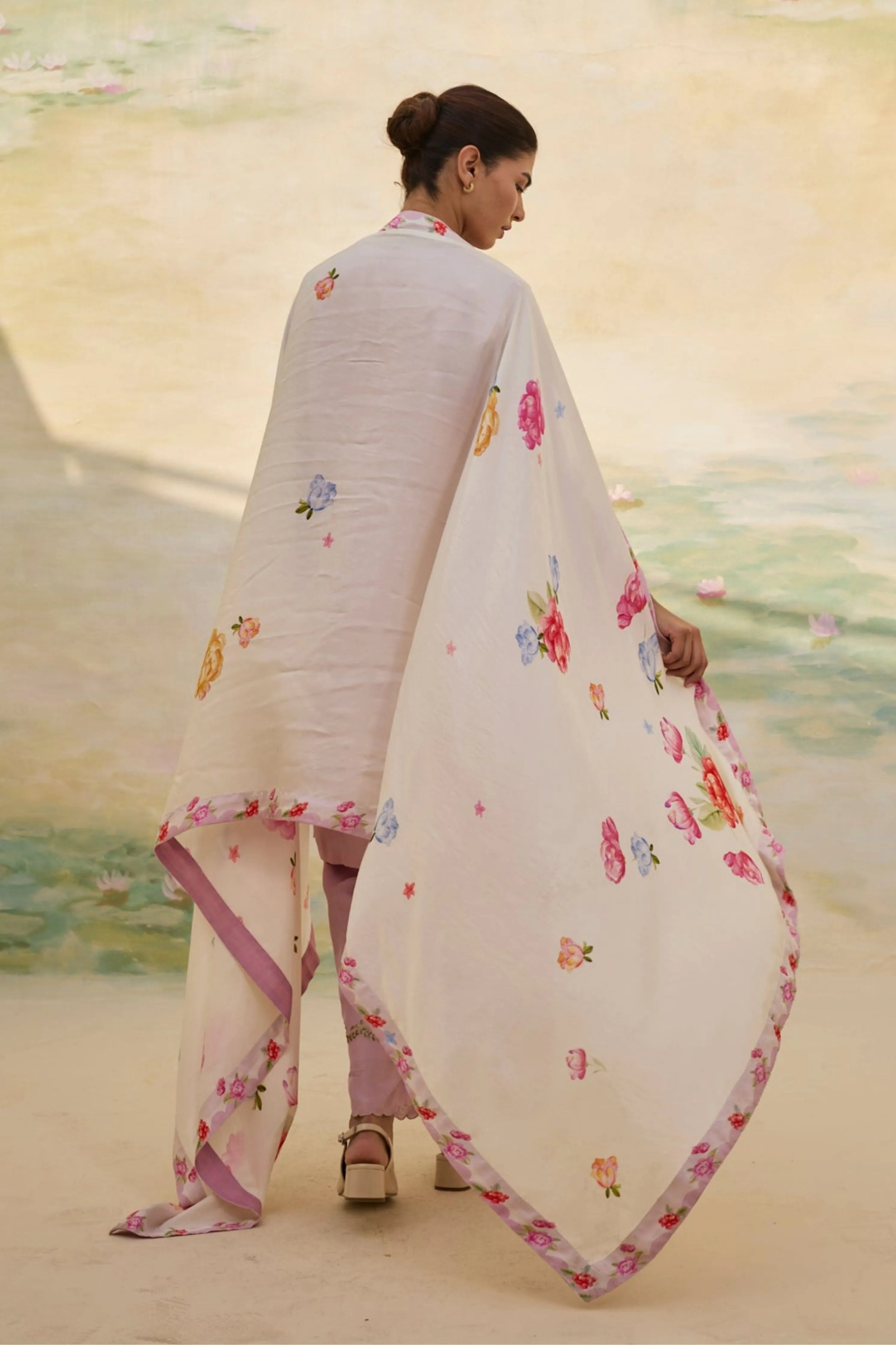 Mauve Short Silk Kurta Set