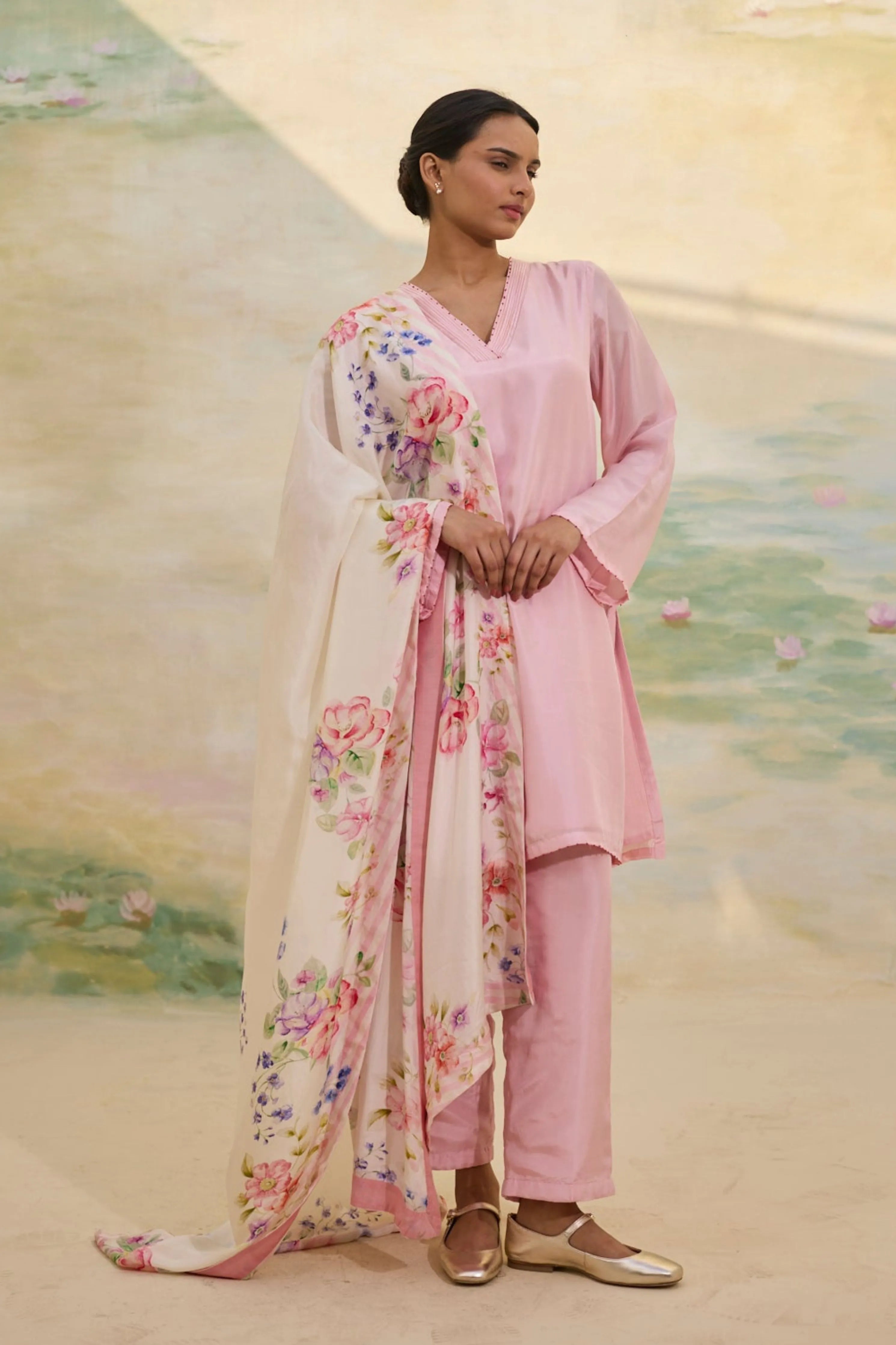 Blush Short Silk Kurta Set