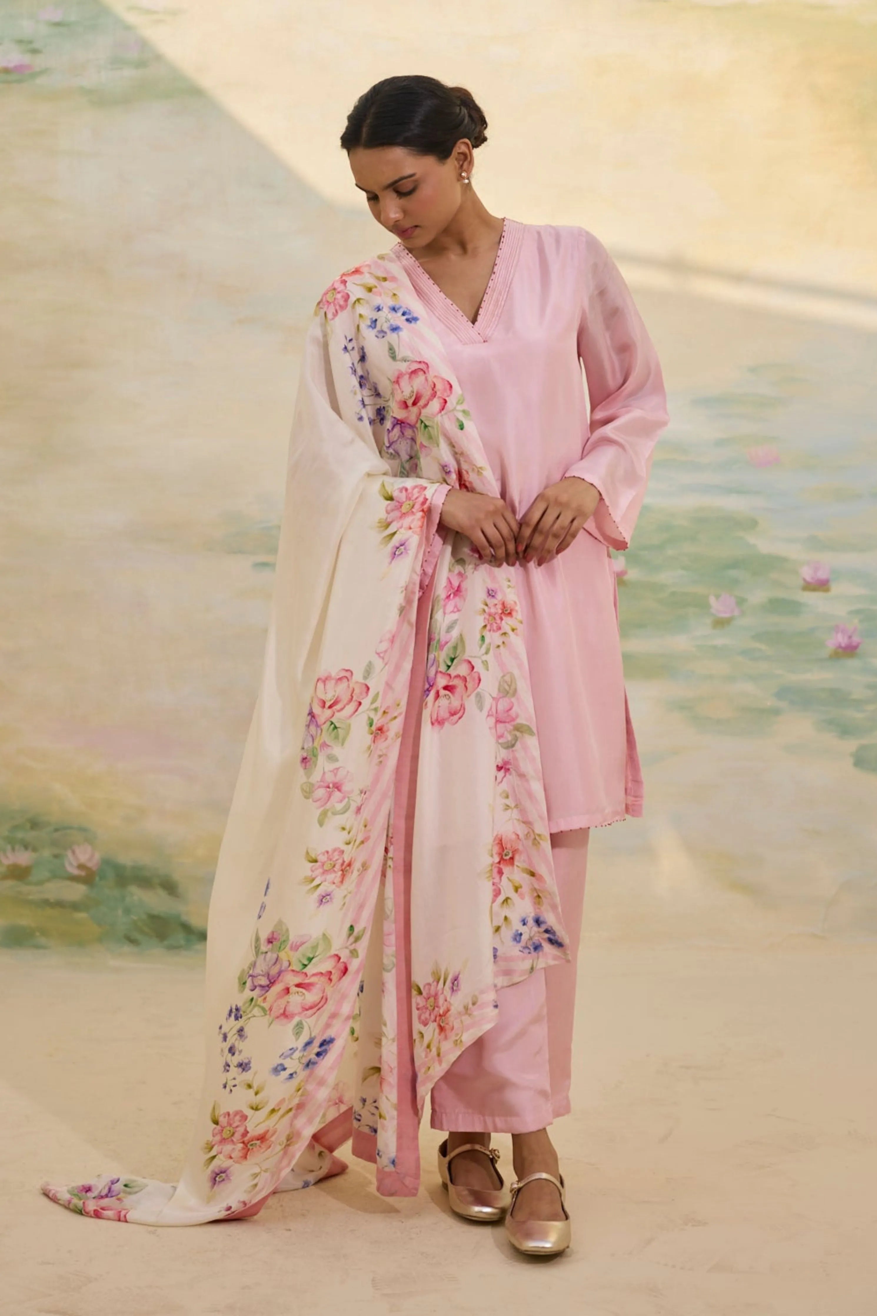 Blush Short Silk Kurta Set