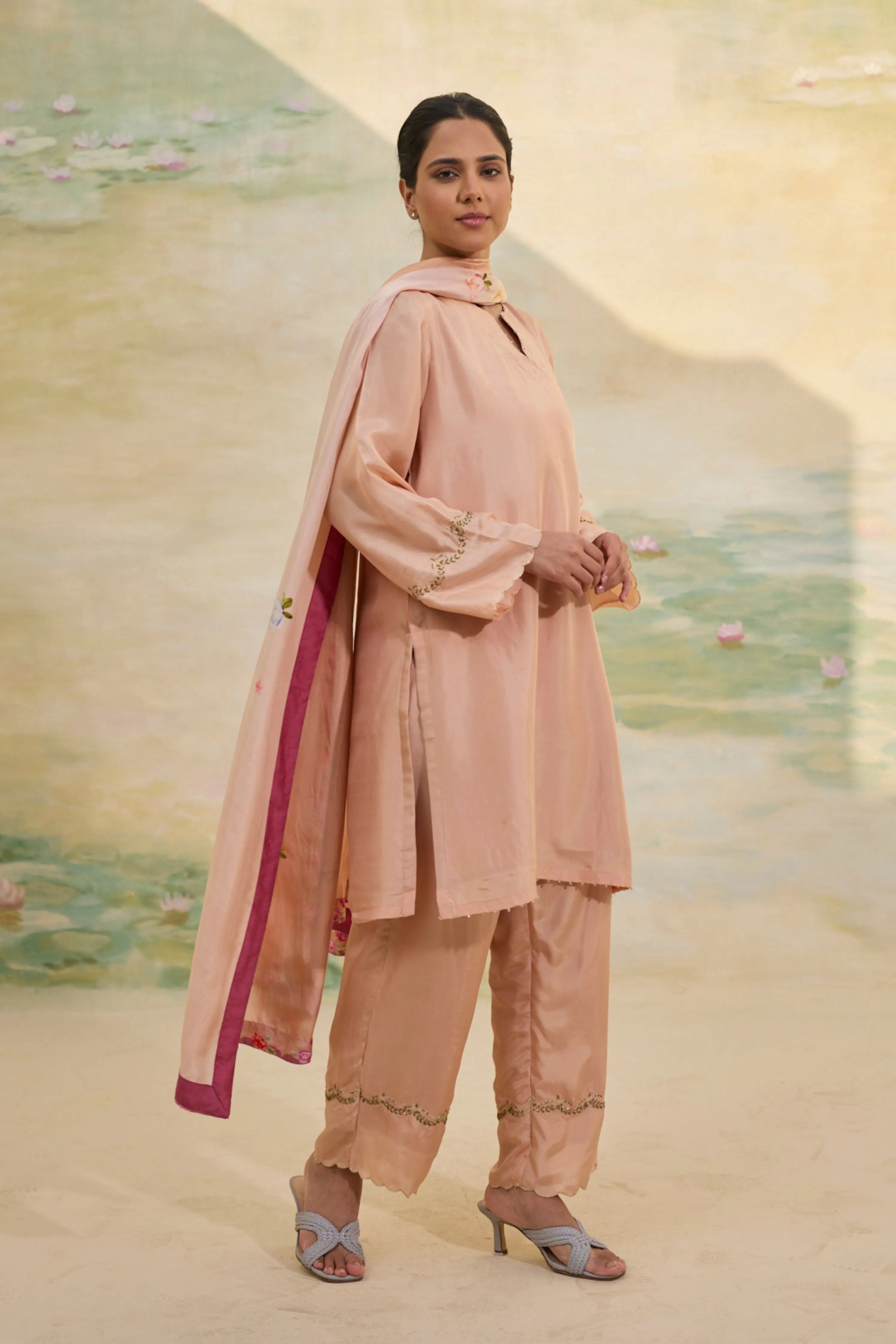 Caramel Short Silk Kurti Set