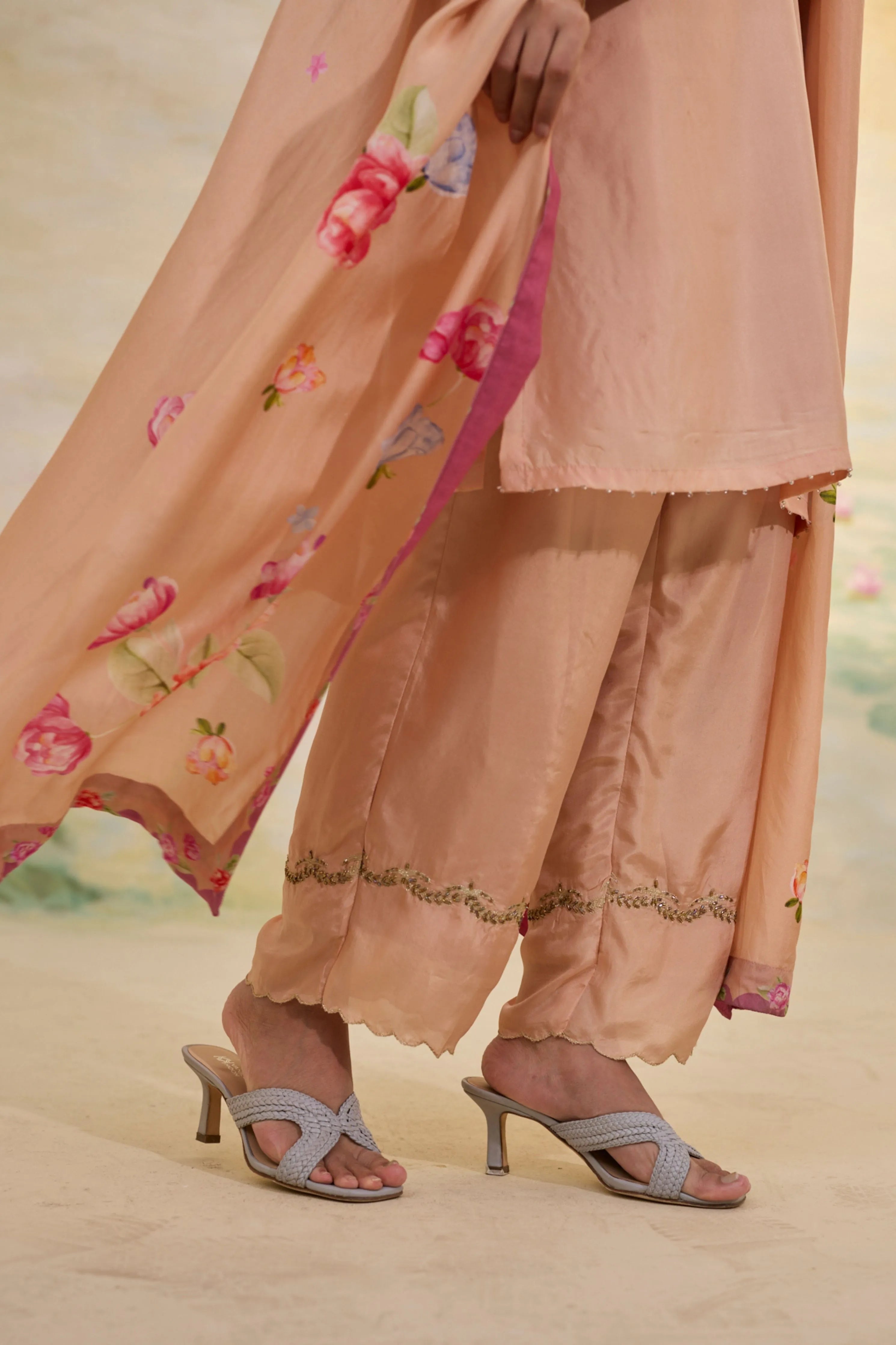 Caramel Short Silk Kurti Set