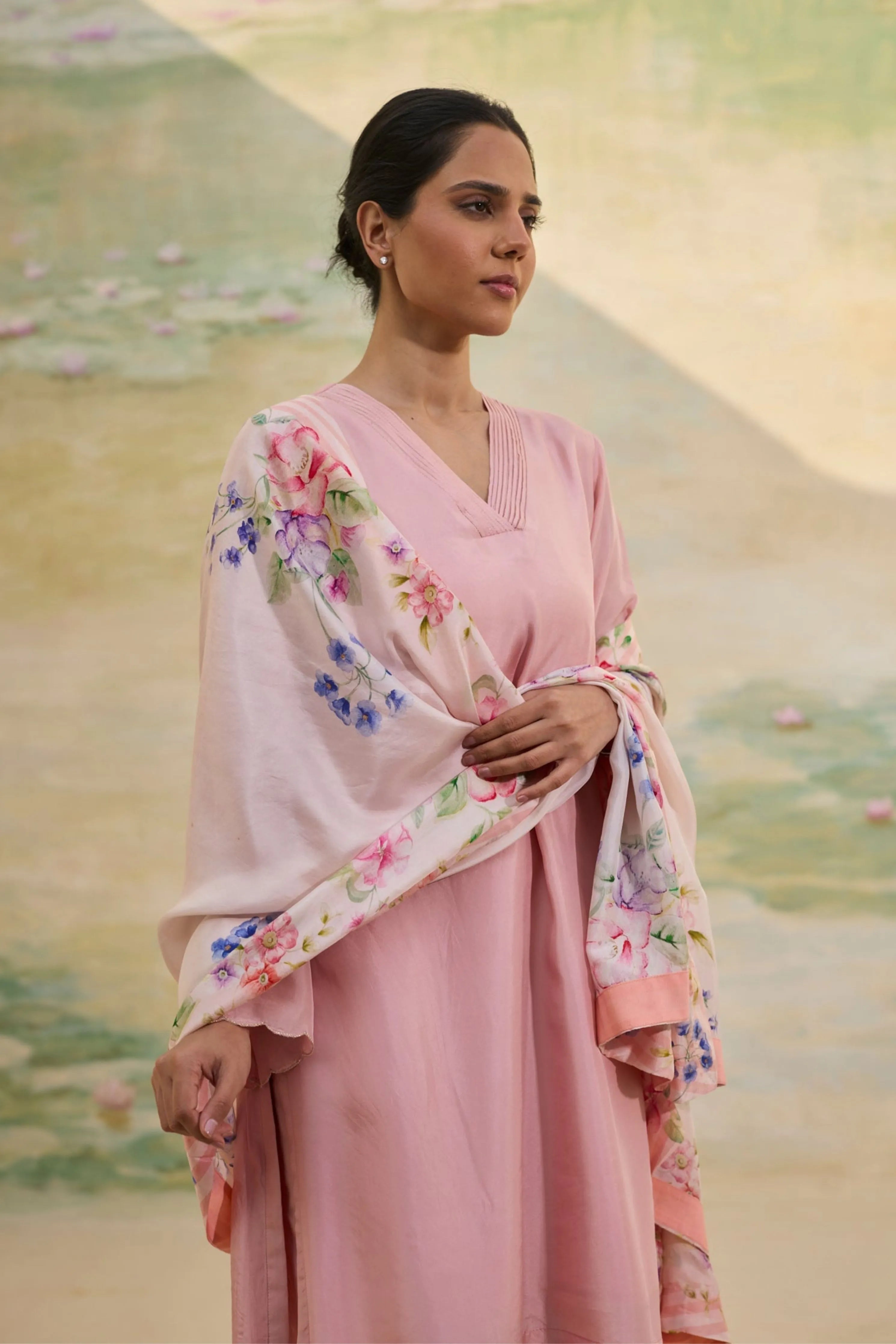Persian Rose Short Silk Kurta Set