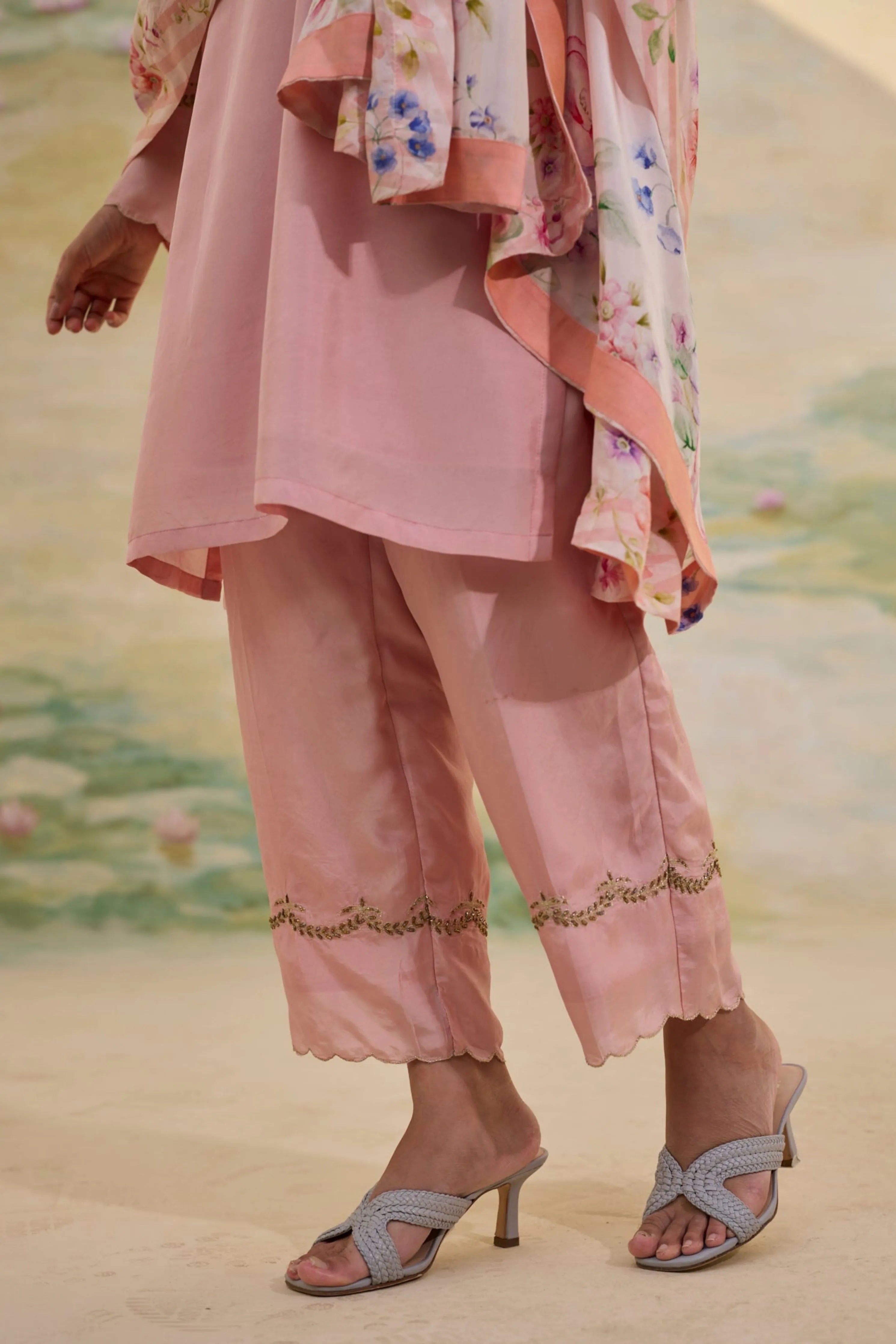 Persian Rose Short Silk Kurta Set