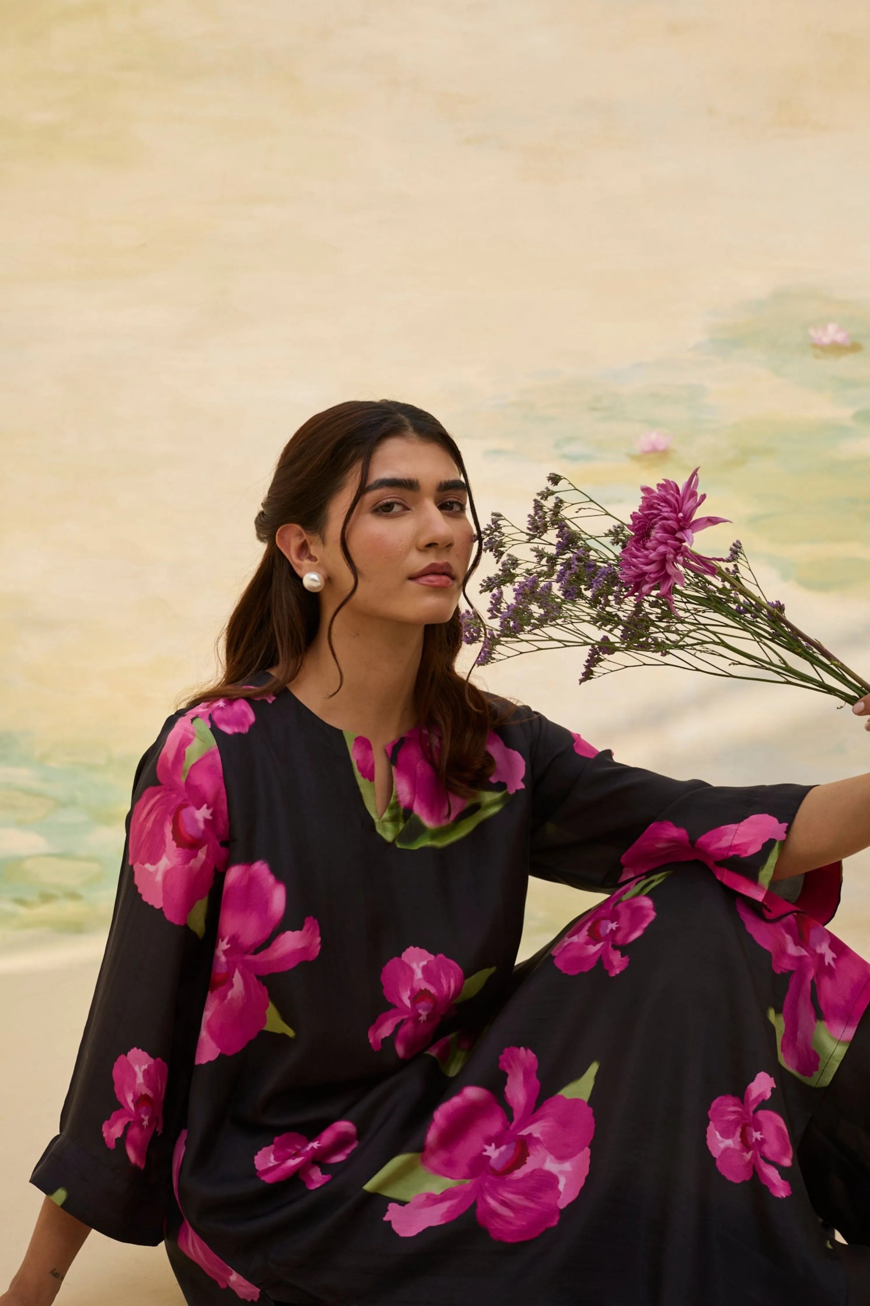 Midnight Floral Silk Co-Ord