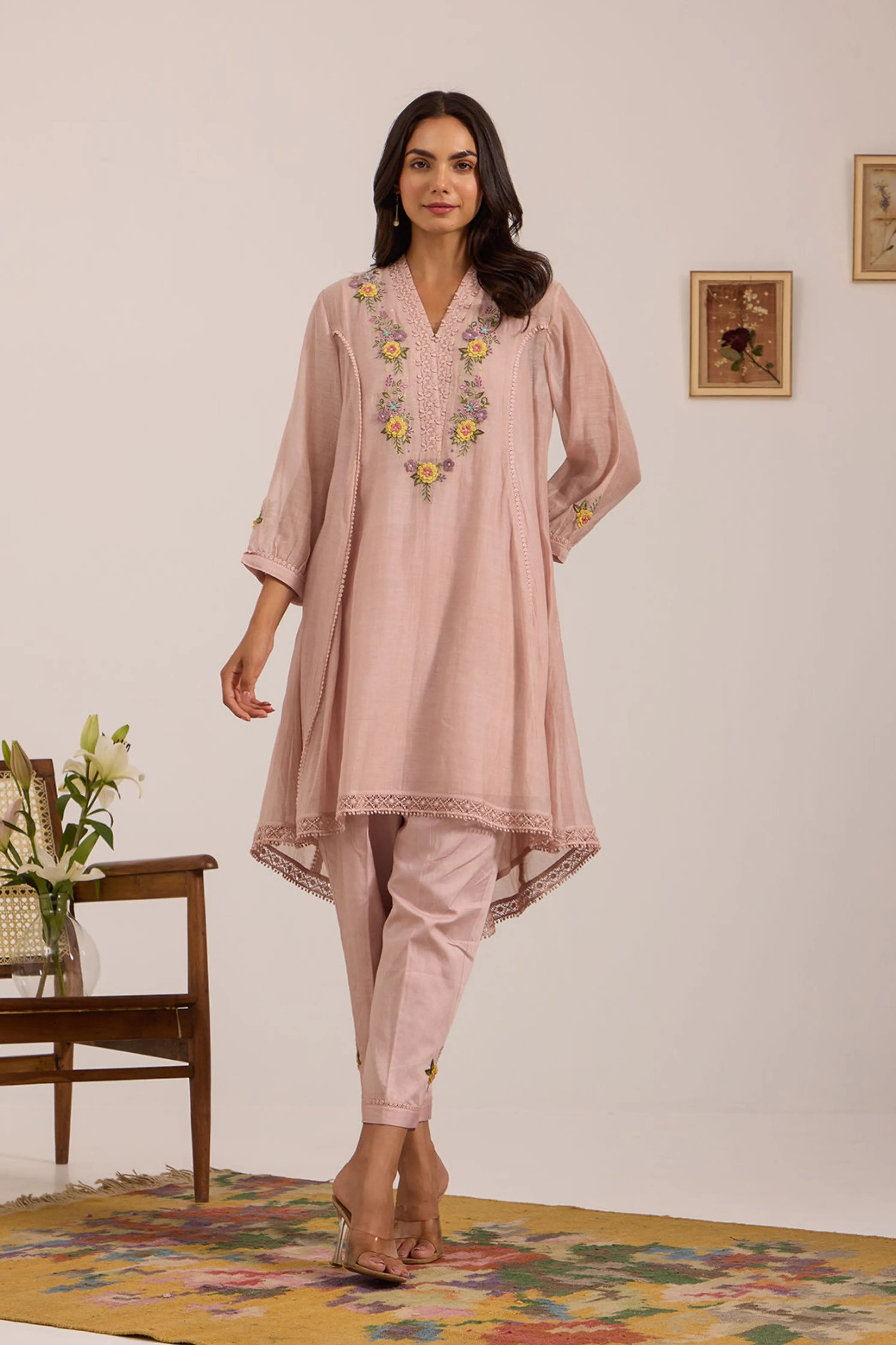 Sea Green Chanderi Tunic Set