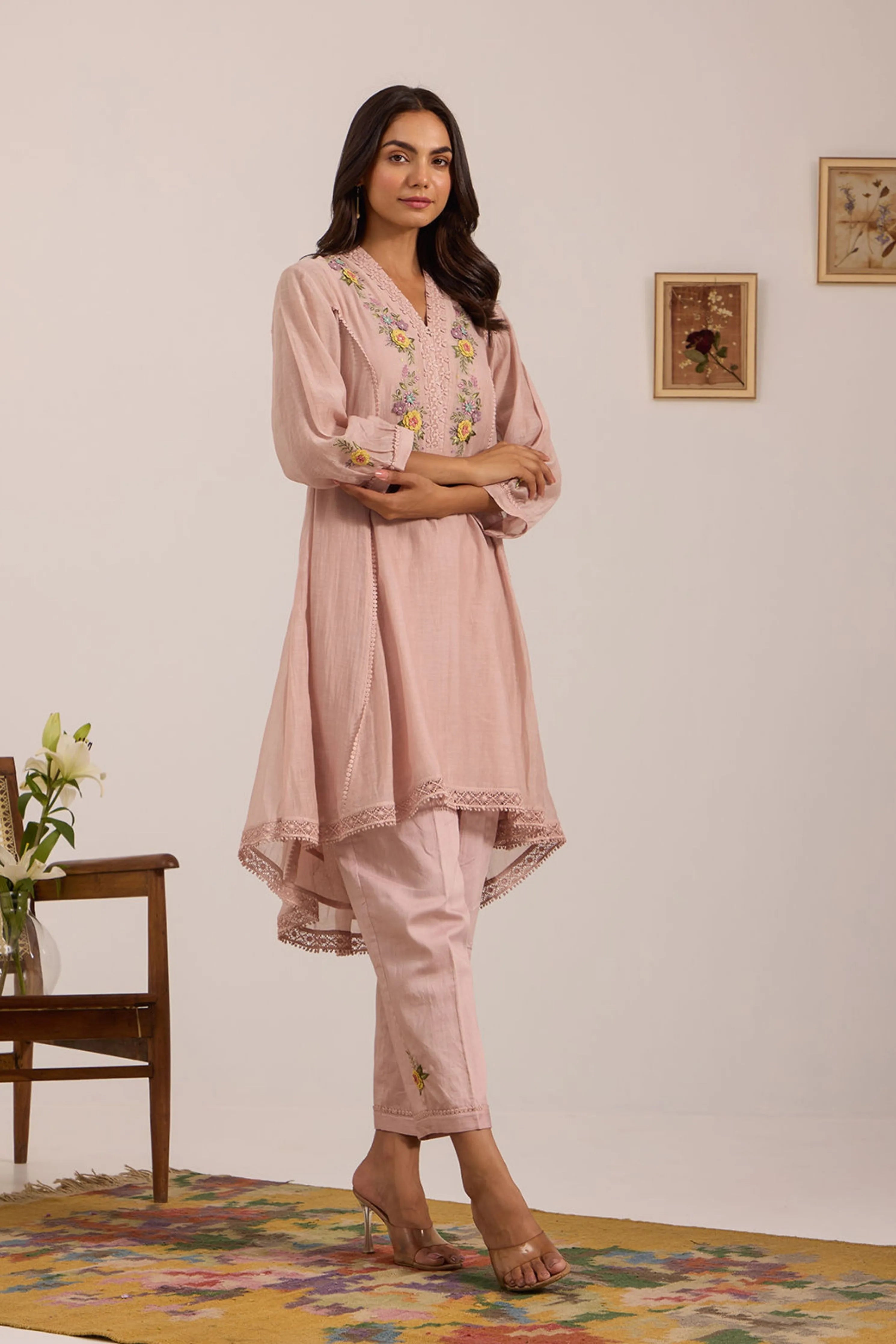 Sea Green Chanderi Tunic Set