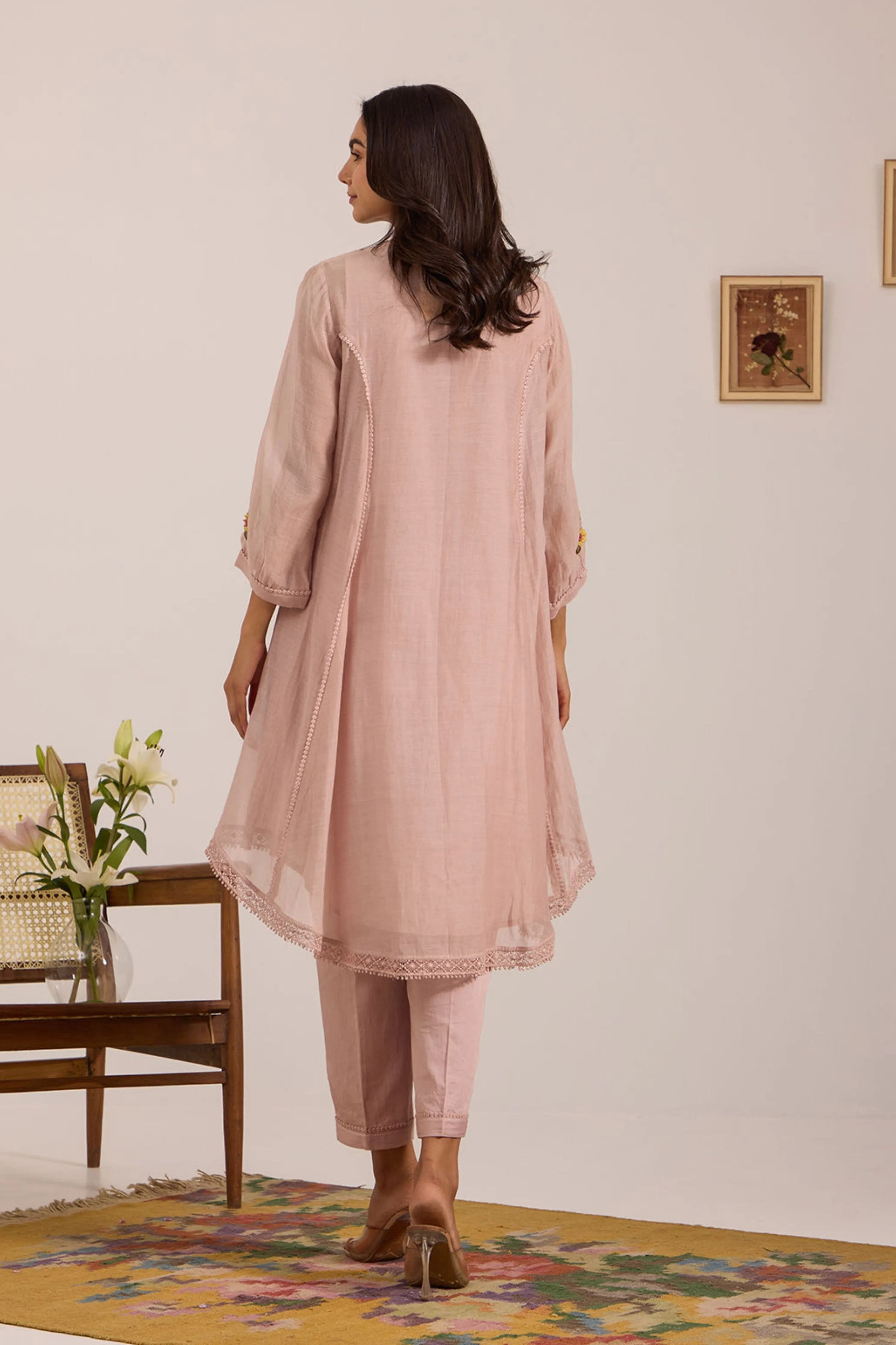 Sea Green Chanderi Tunic Set