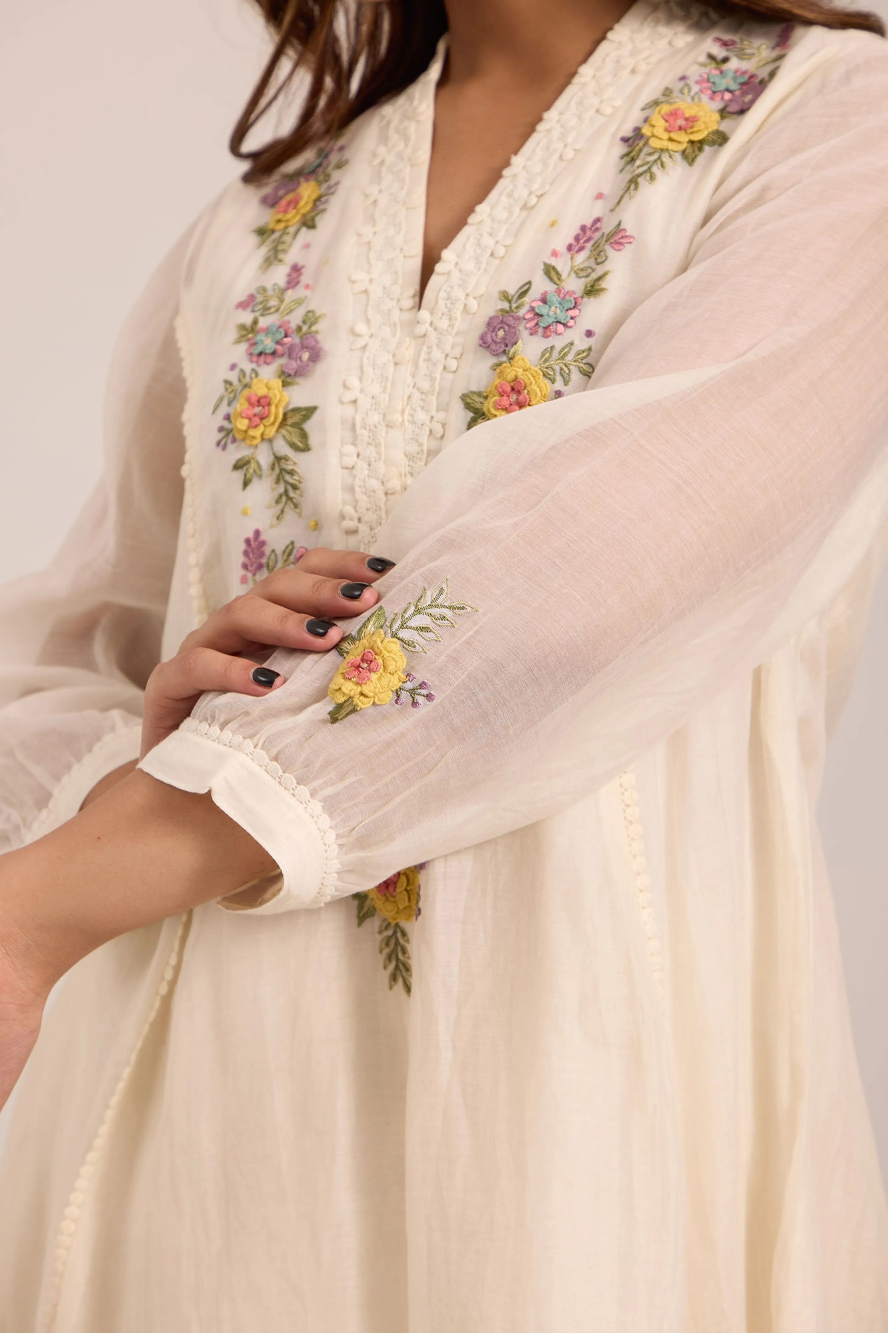 Sea Green Chanderi Tunic Set