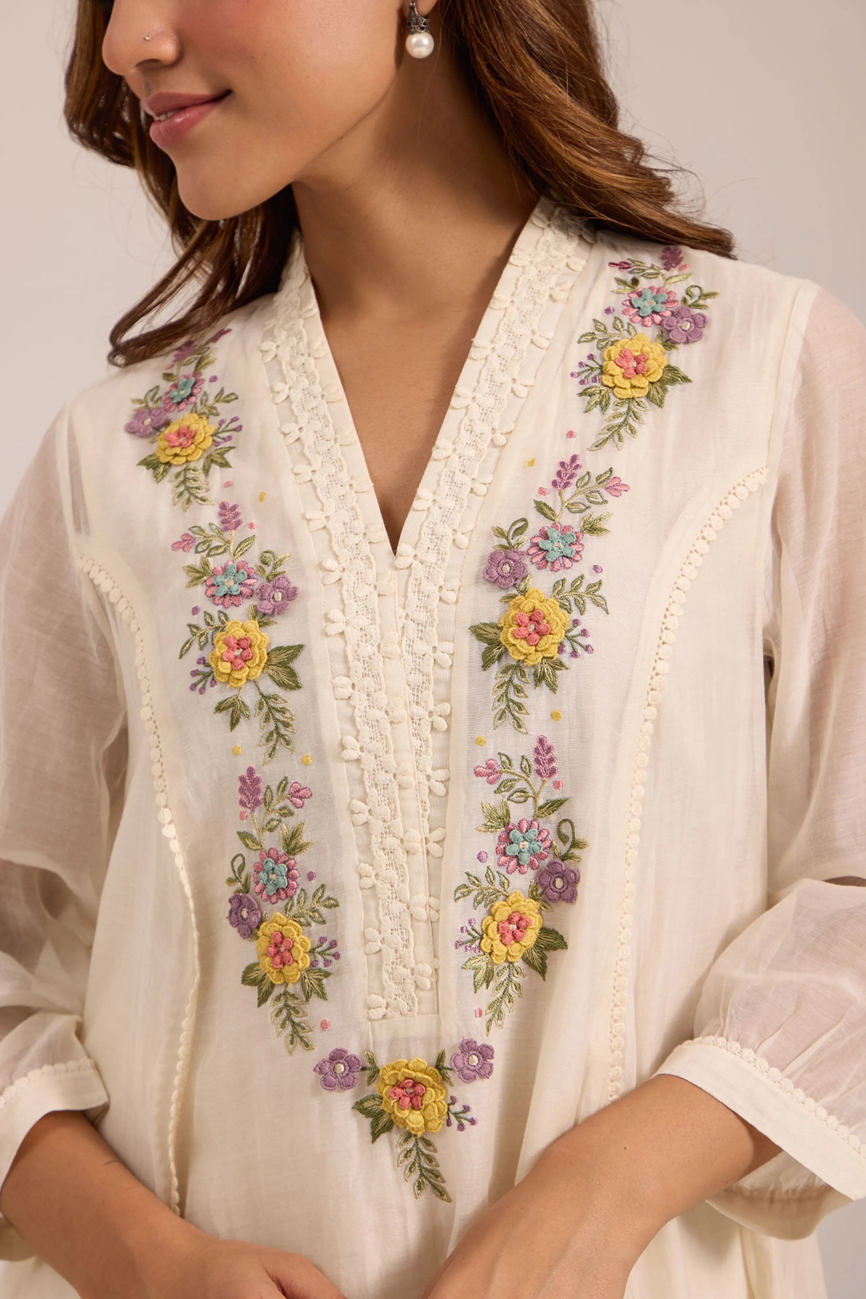 Sea Green Chanderi Tunic Set