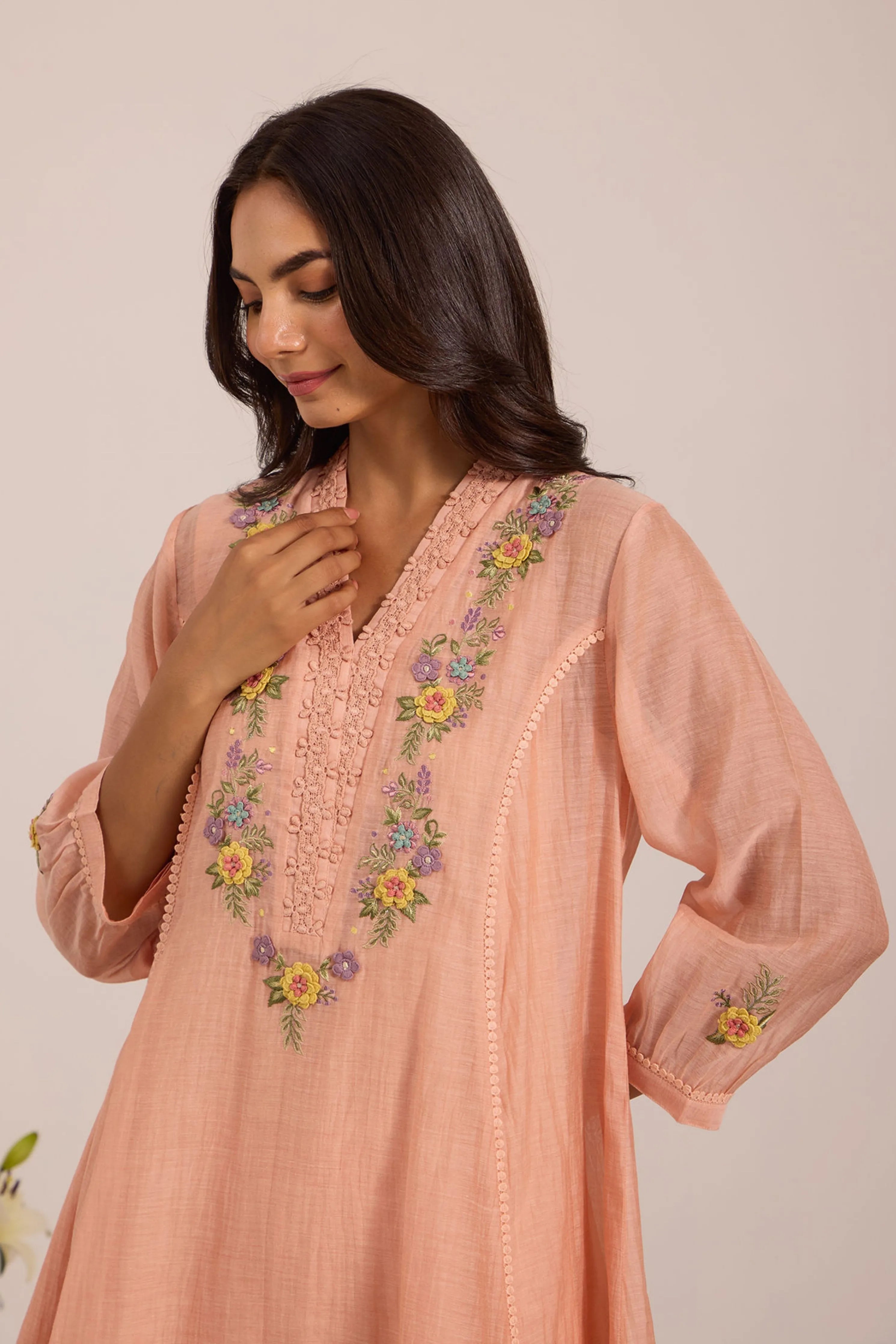 Sea Green Chanderi Tunic Set