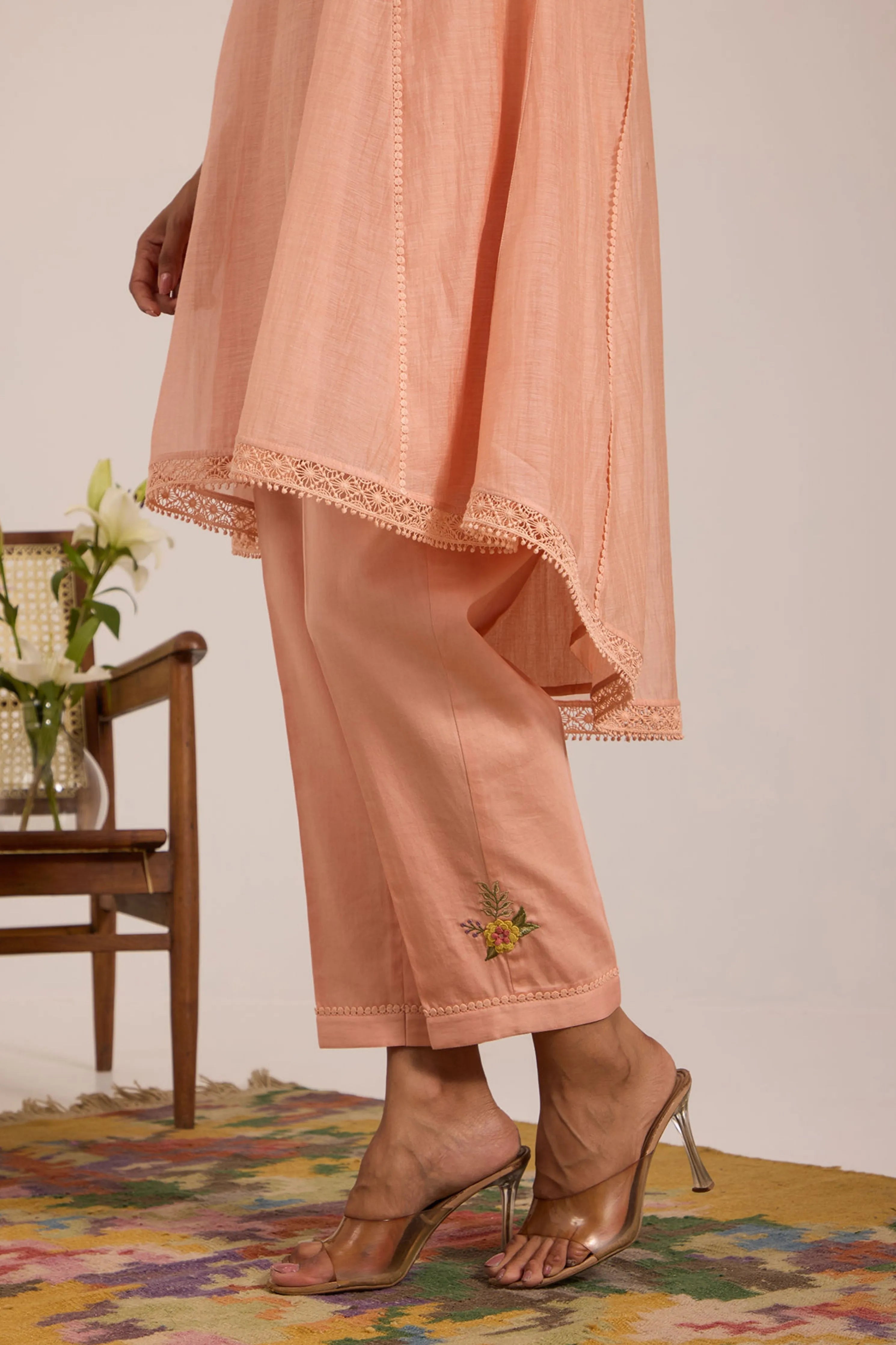 Sea Green Chanderi Tunic Set