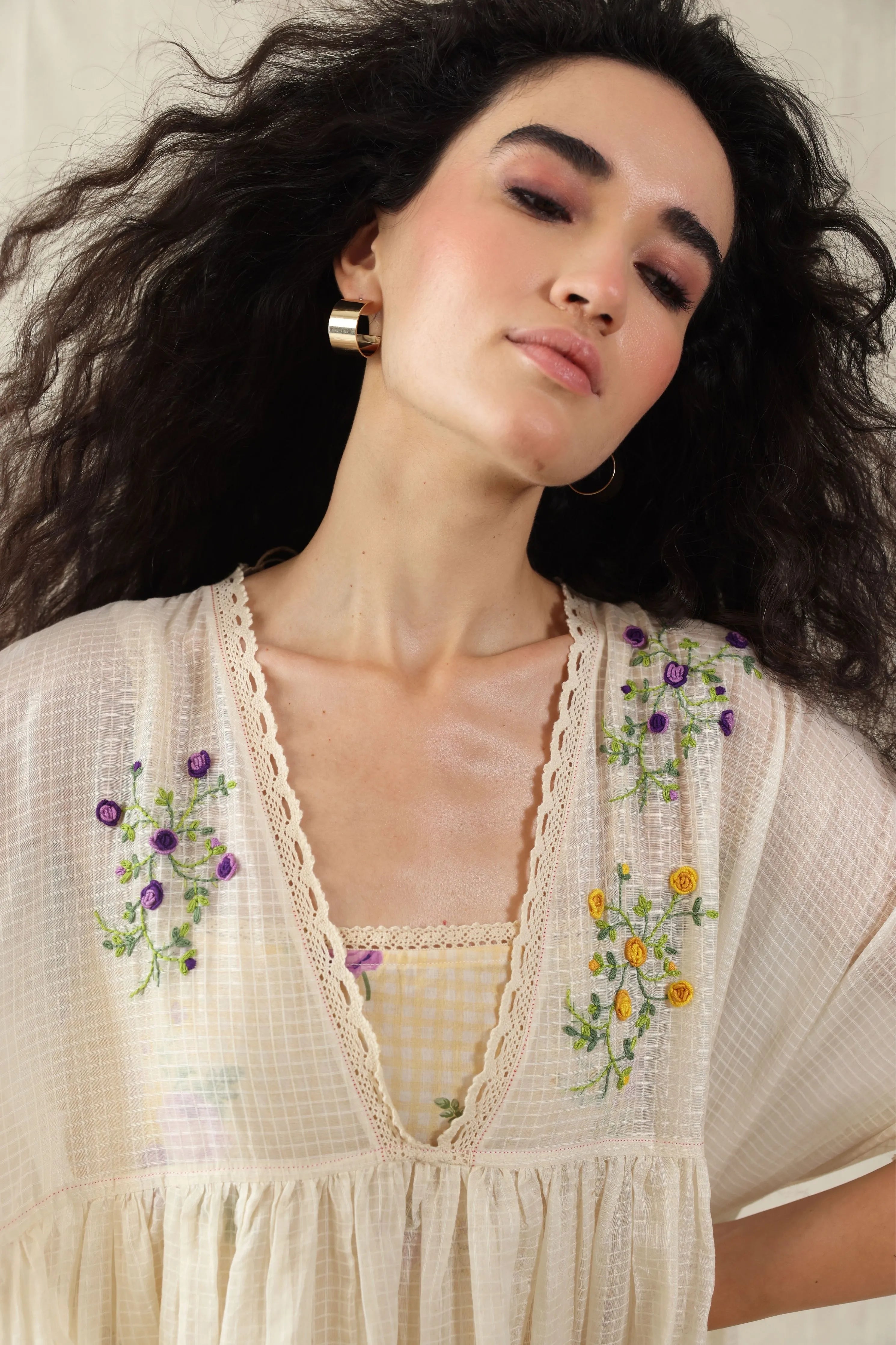 Hand Woven Cotton Silk Kaftan Dress