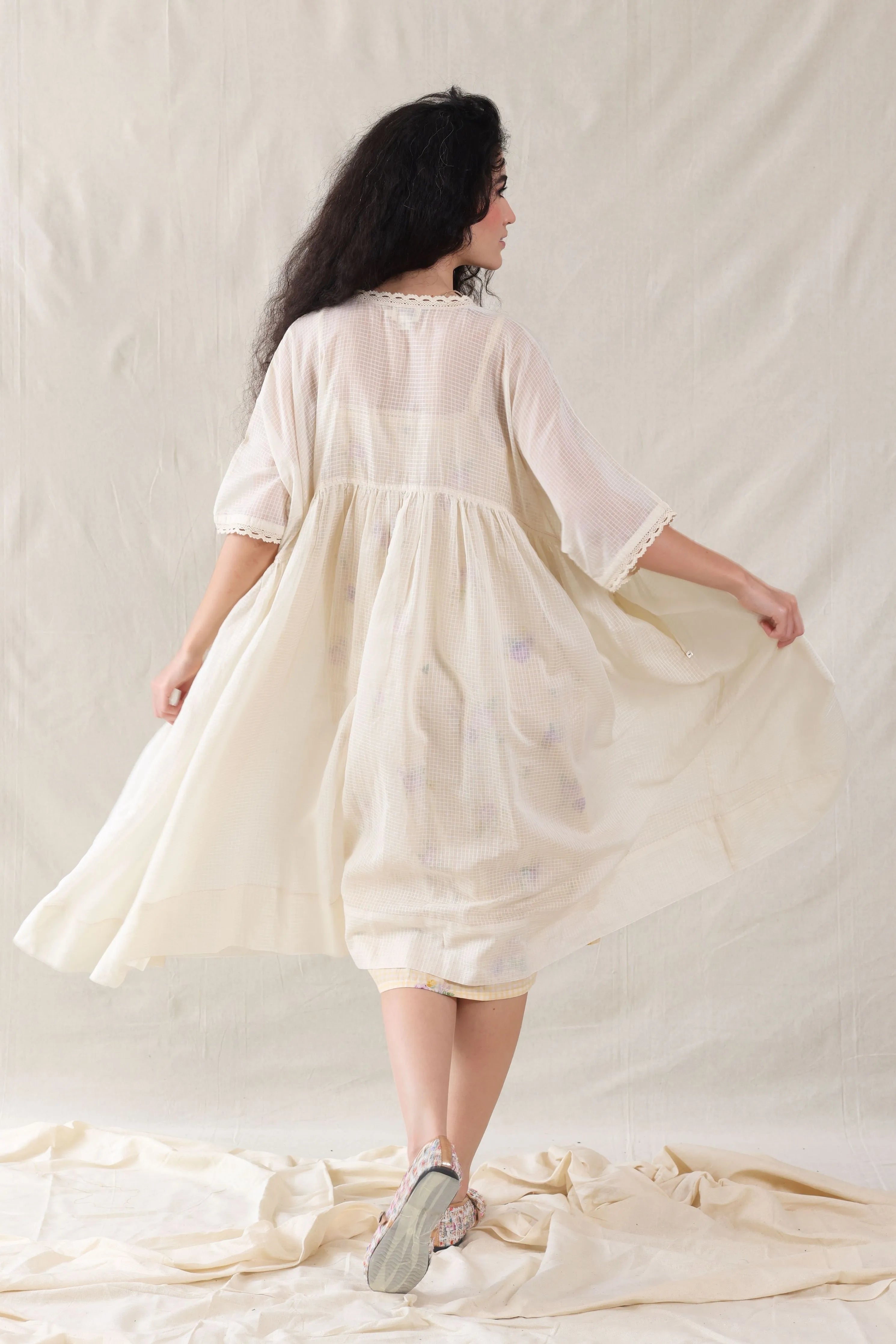 Hand Woven Cotton Silk Kaftan Dress