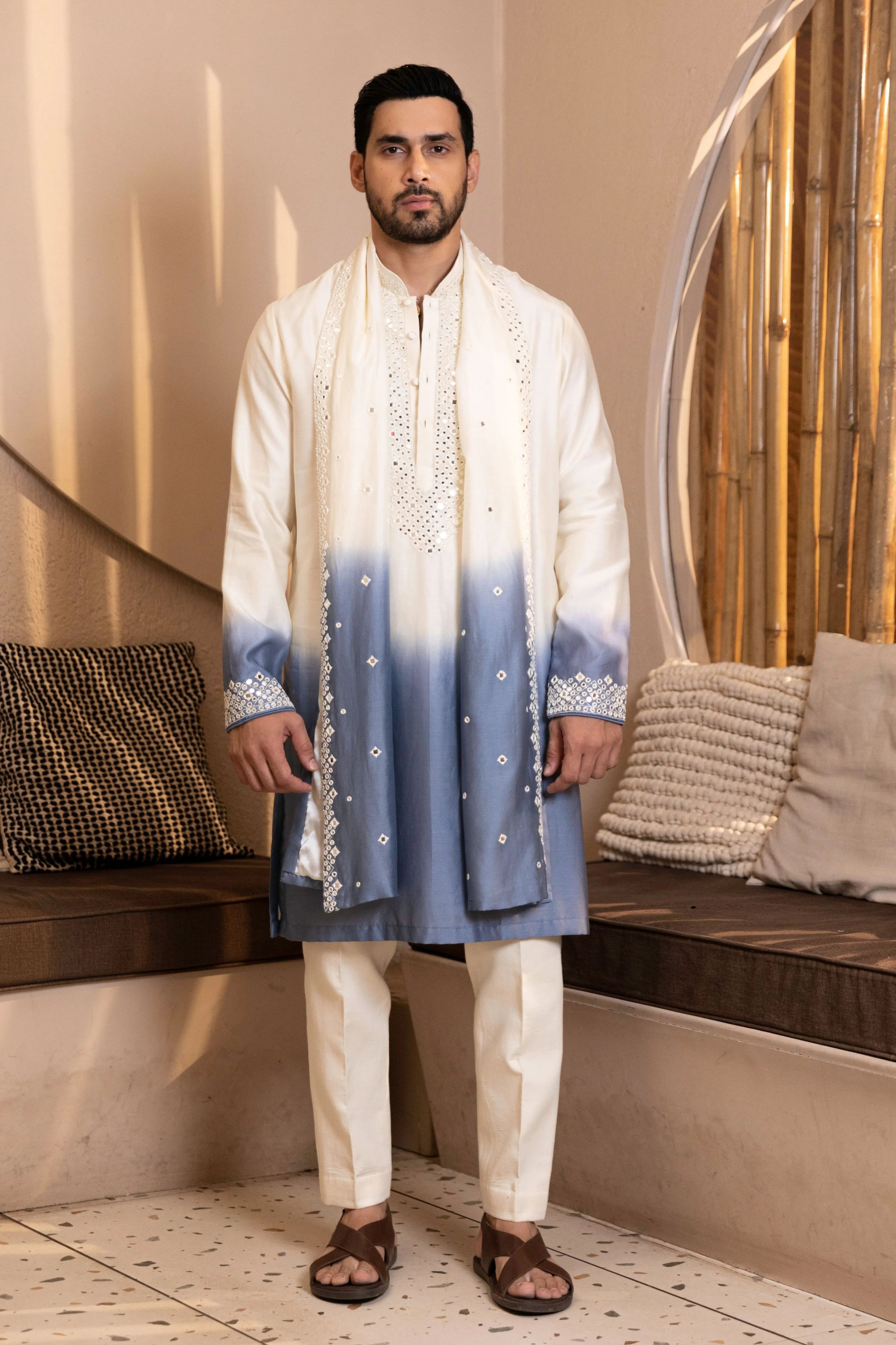 Sheesh Mahal Kurta with Stole Set