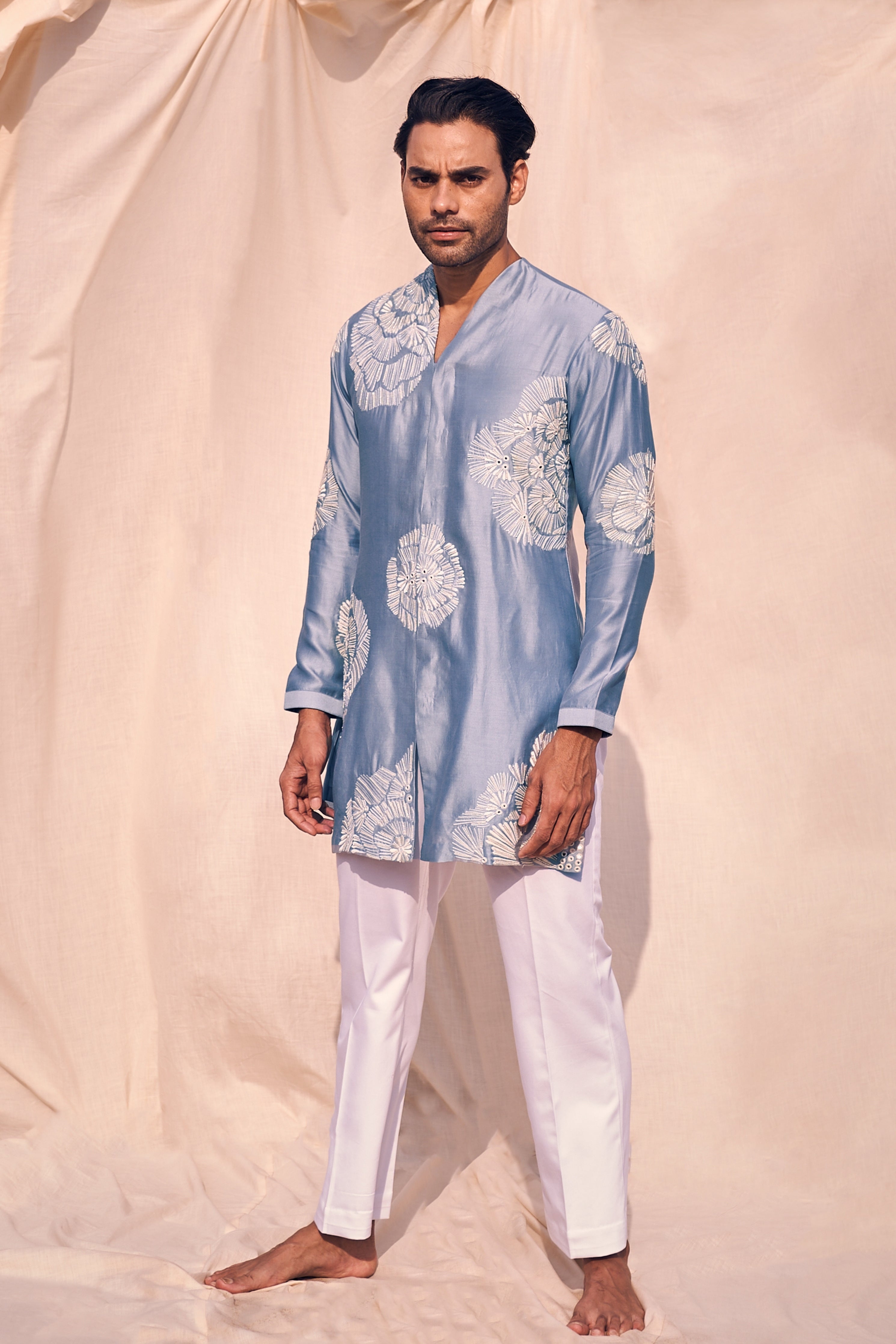 Floral Embroidery Short Kurta