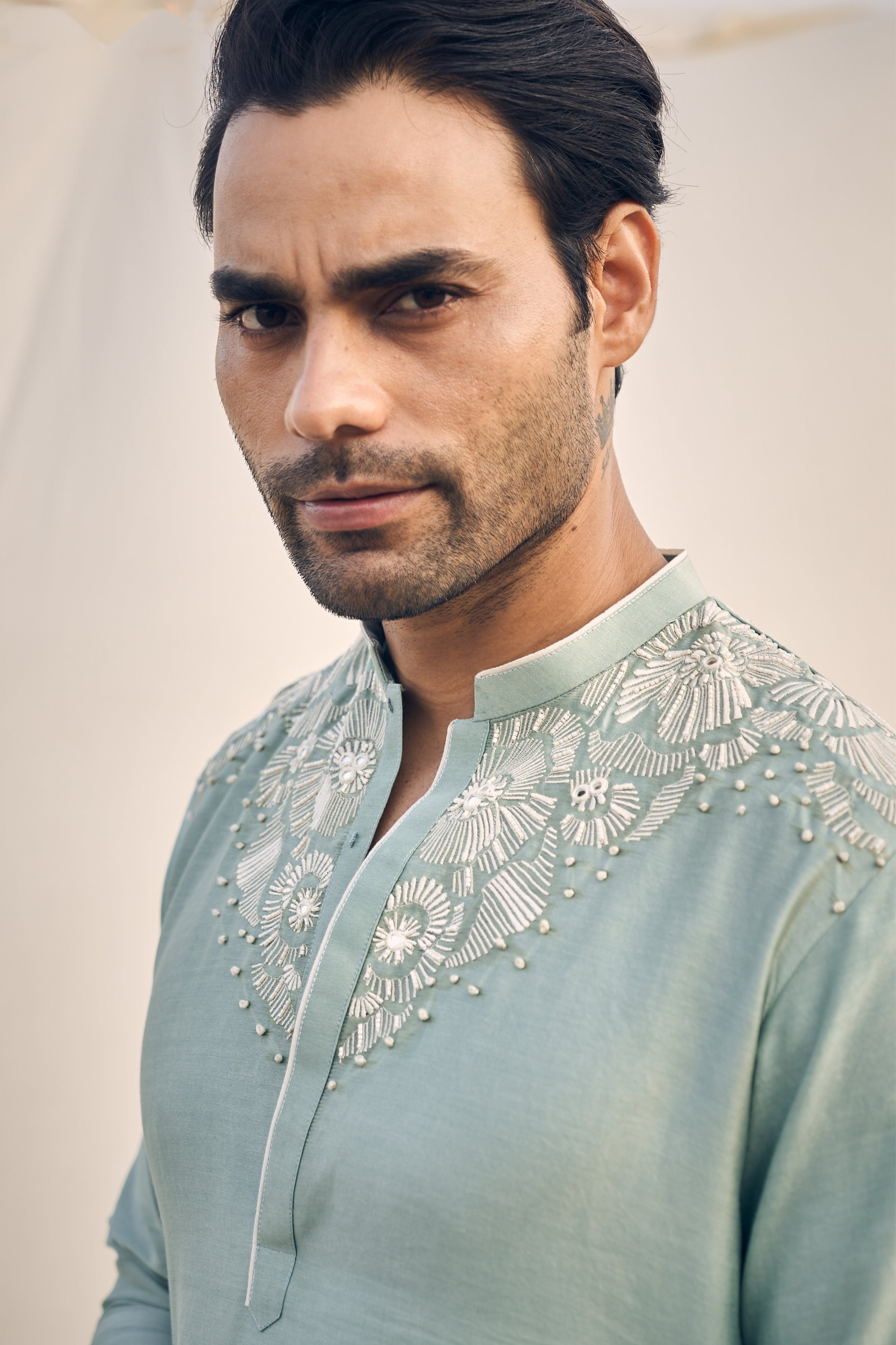 Aqua Green Embroidery Kurta Set