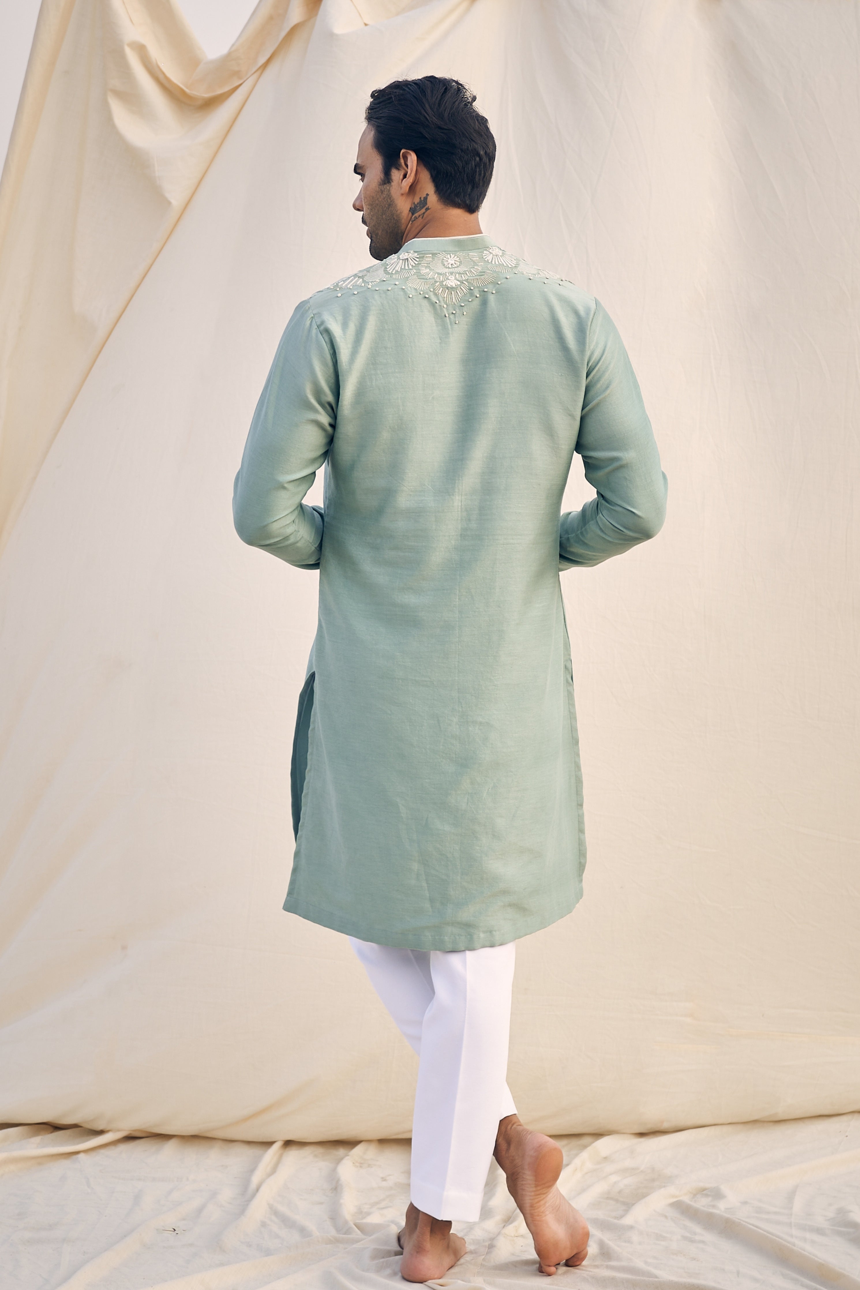 Aqua Green Embroidery Kurta Set