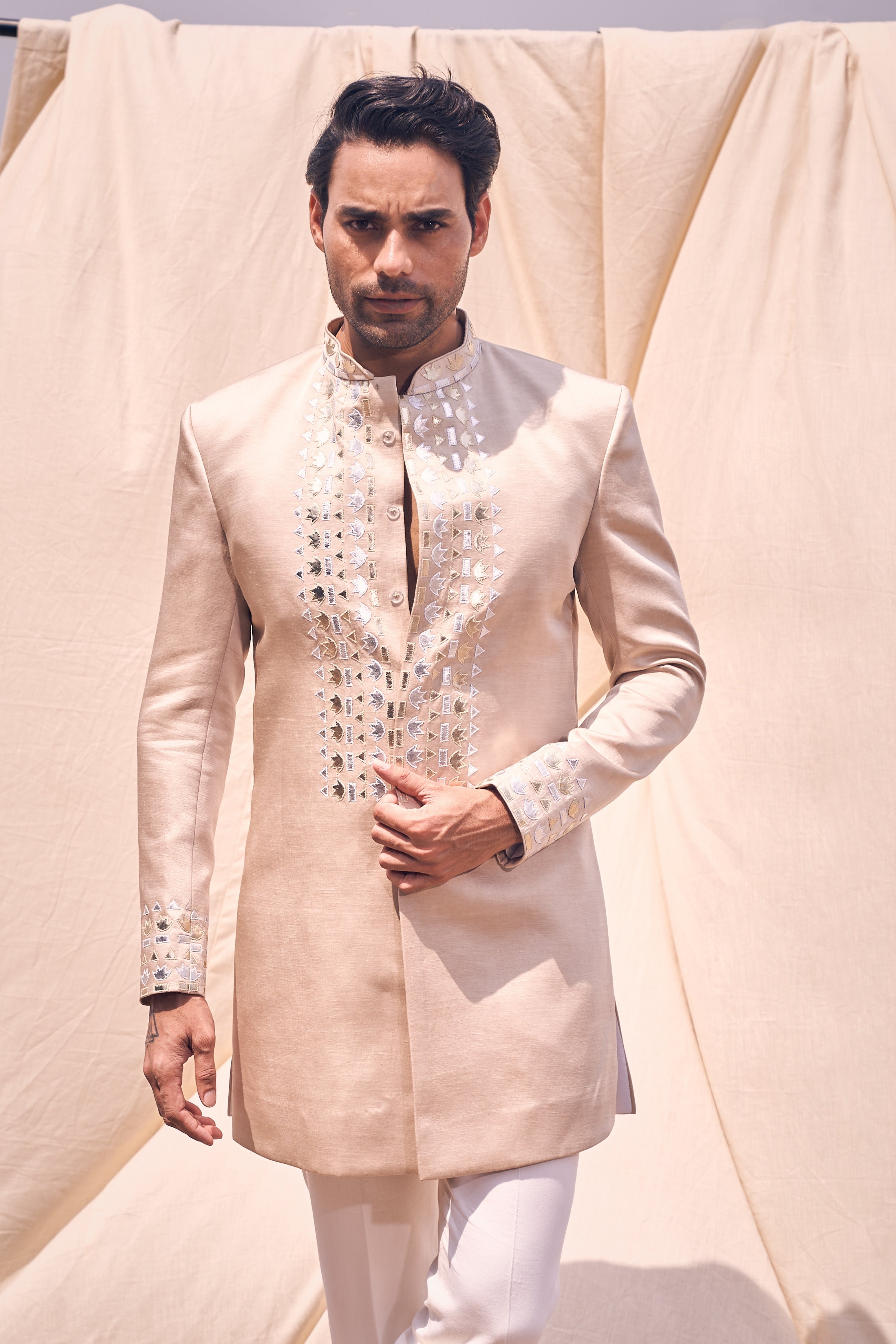 Leather Achkan Set
