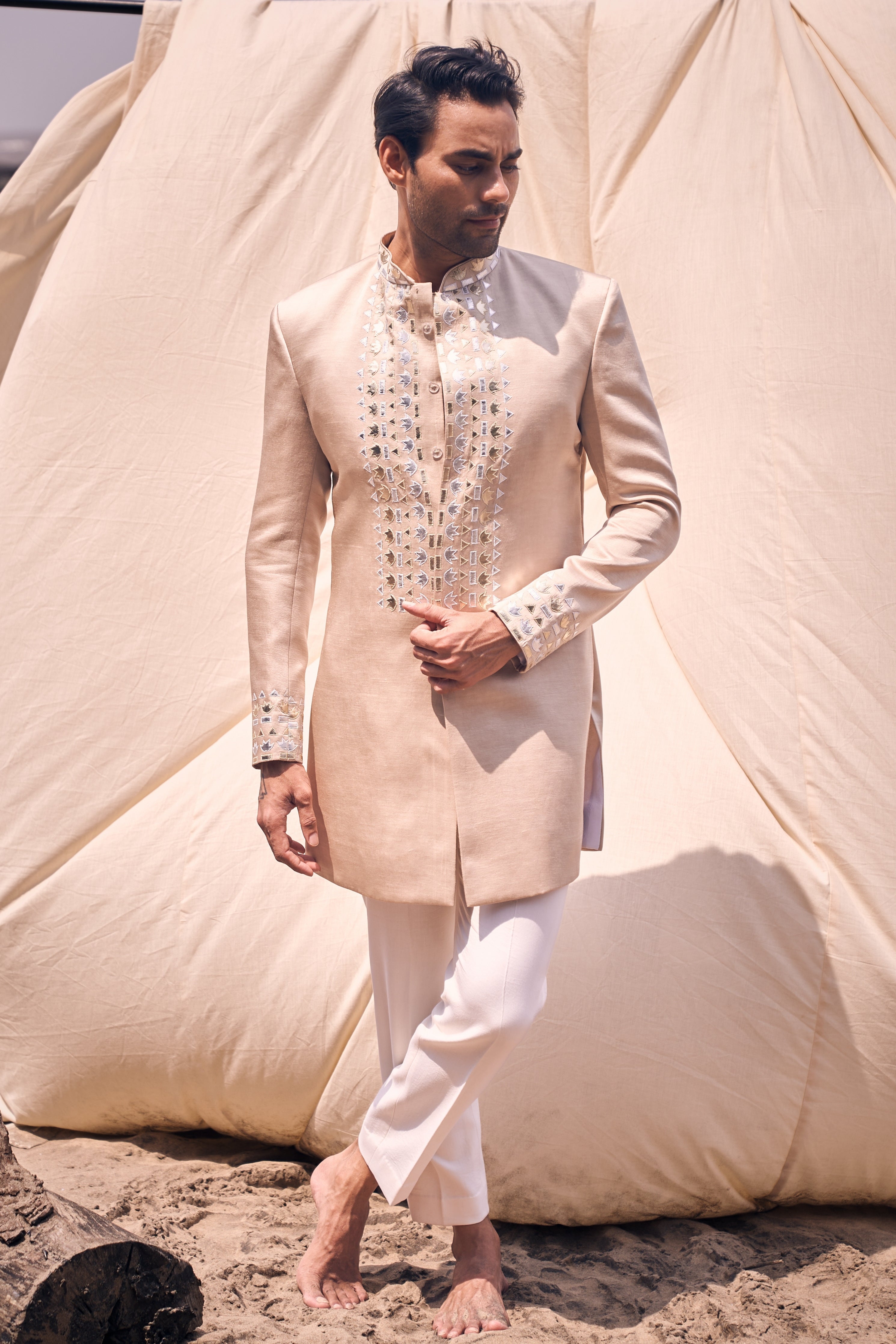 Leather Achkan Set